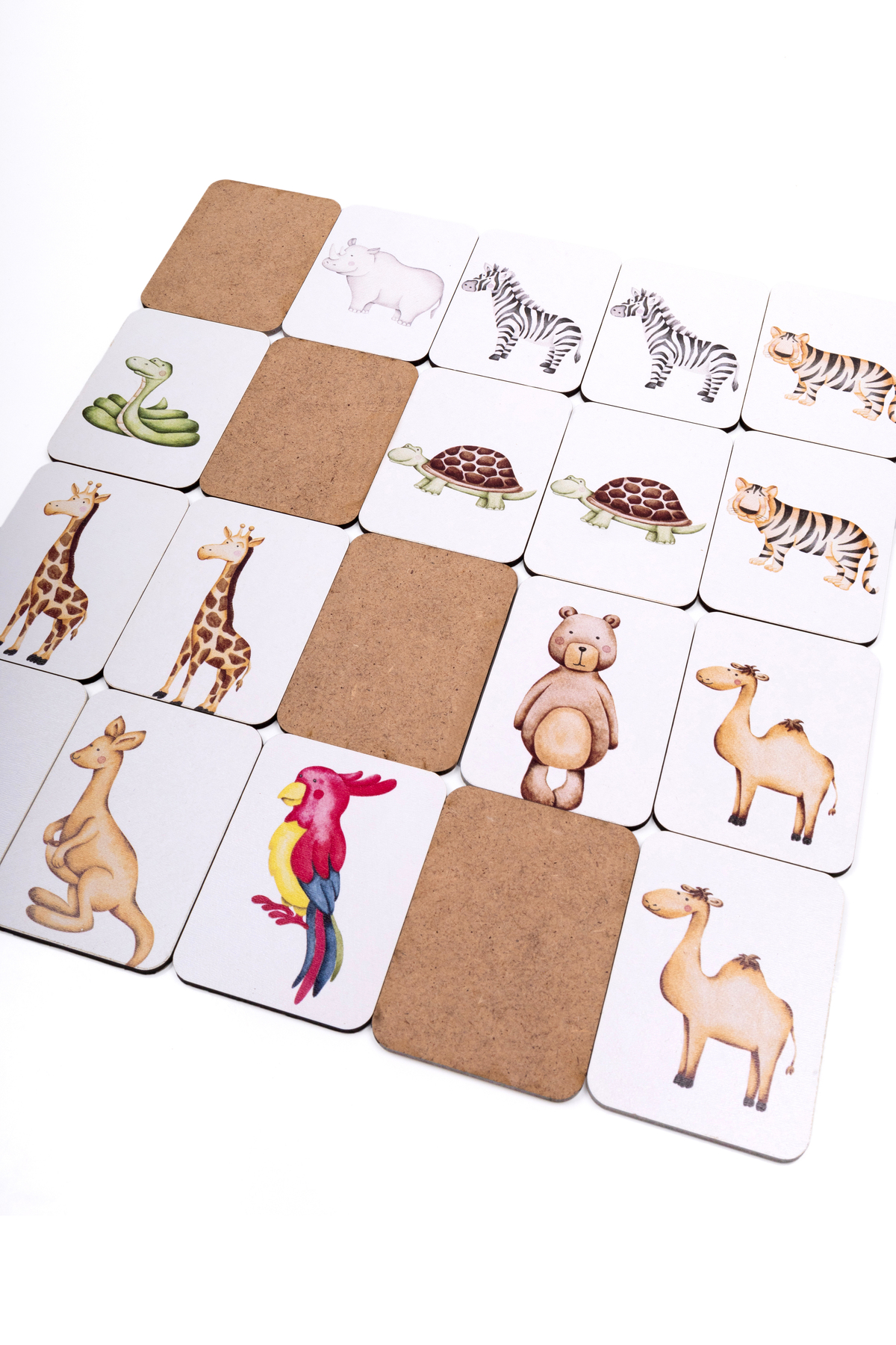 مجموعه آموزش ابتدایی با تم حیوانات - کارت‌های جورکردنی چوبی
