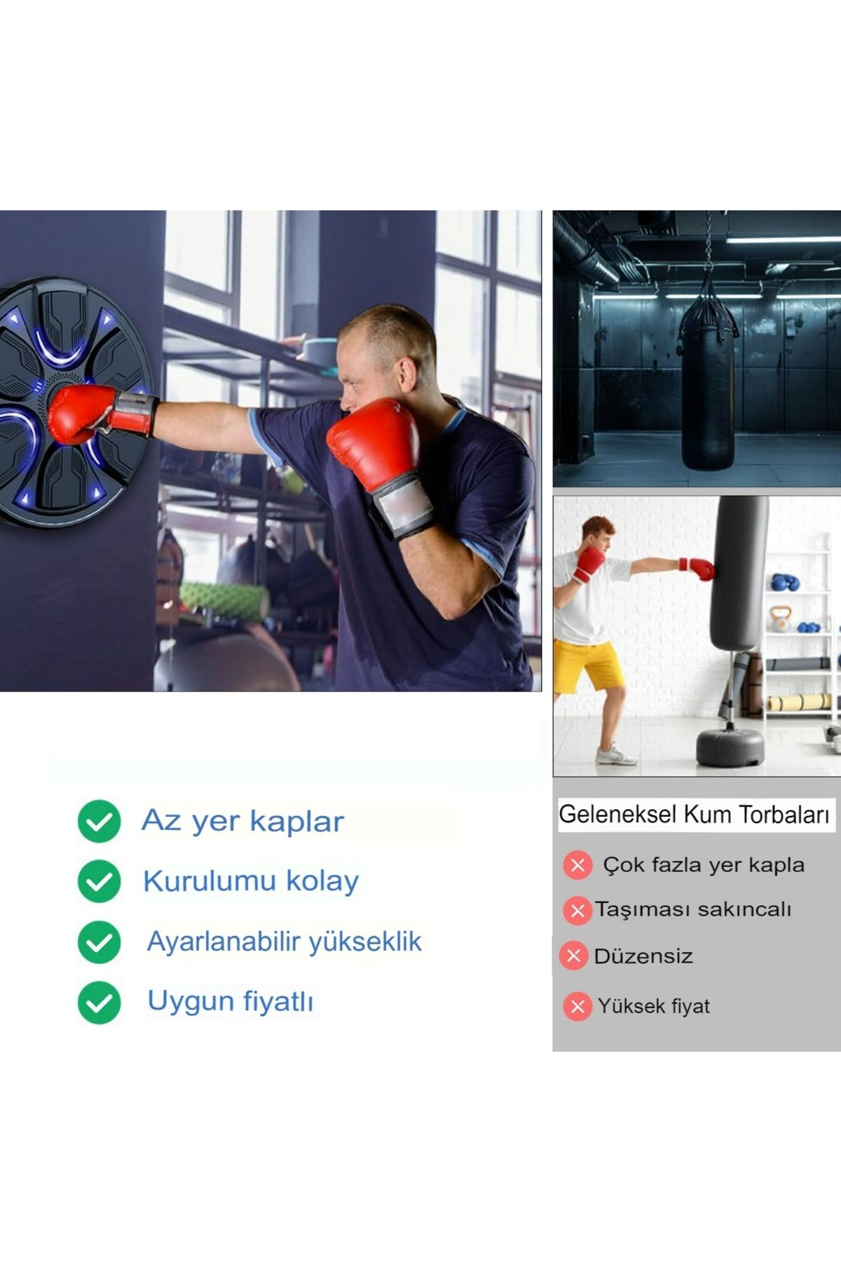 Boks Spor Ekipmanı Akıllı Boks Standı Müzikli Boks Makinesi Eldivenli Yetişkin Çocuk Egzersiz