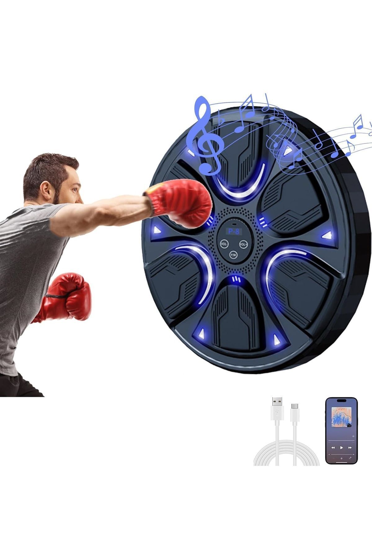 Boks Spor Ekipmanı Akıllı Boks Standı Müzikli Boks Makinesi Eldivenli Yetişkin Çocuk Egzersiz