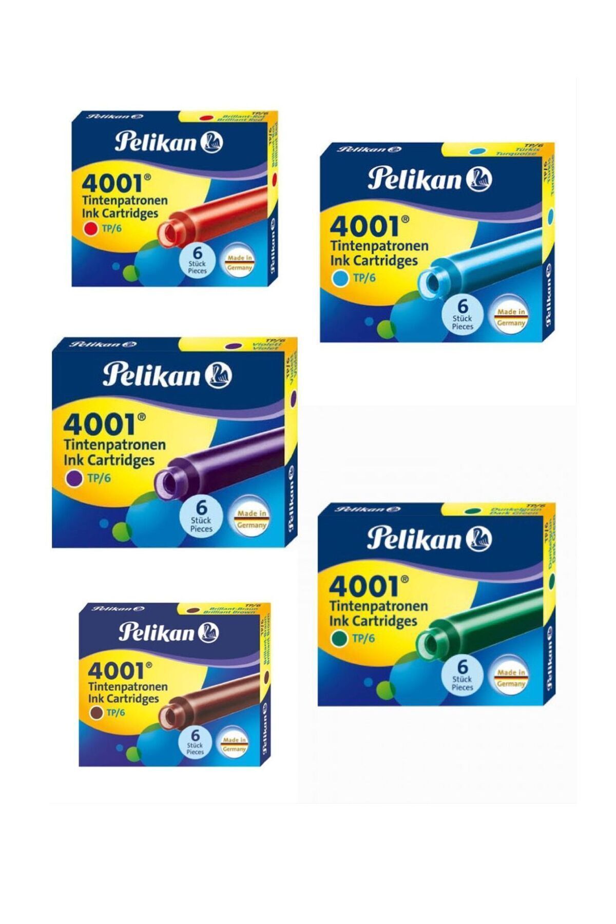 Pelikan DOLMA KALEM KARTUŞU 5 FARKLI RENK ( 5 PAKET )