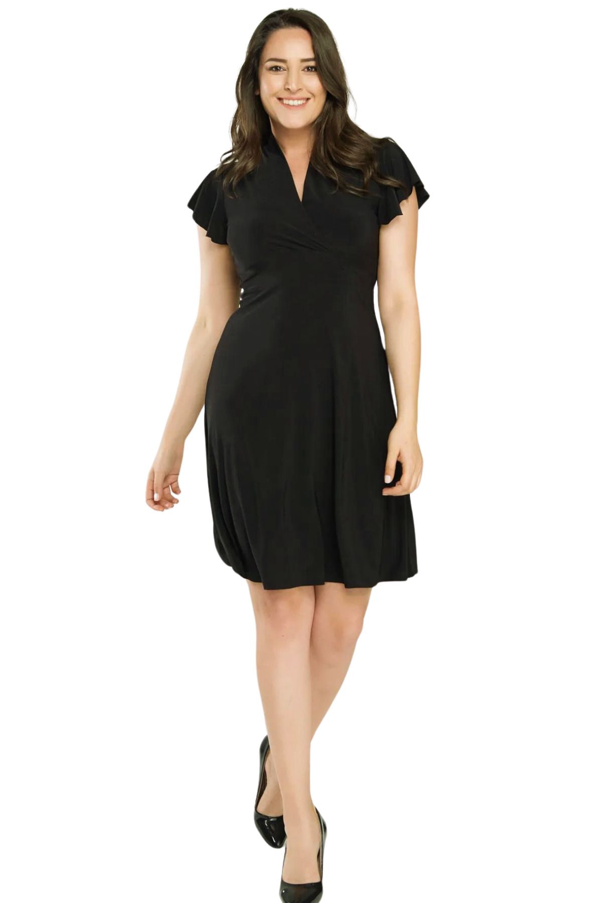 Laranor-Rochie neagră de damă cu guler dublu - Îmbrăcăminte de zi și de noapte 17lb9102 5