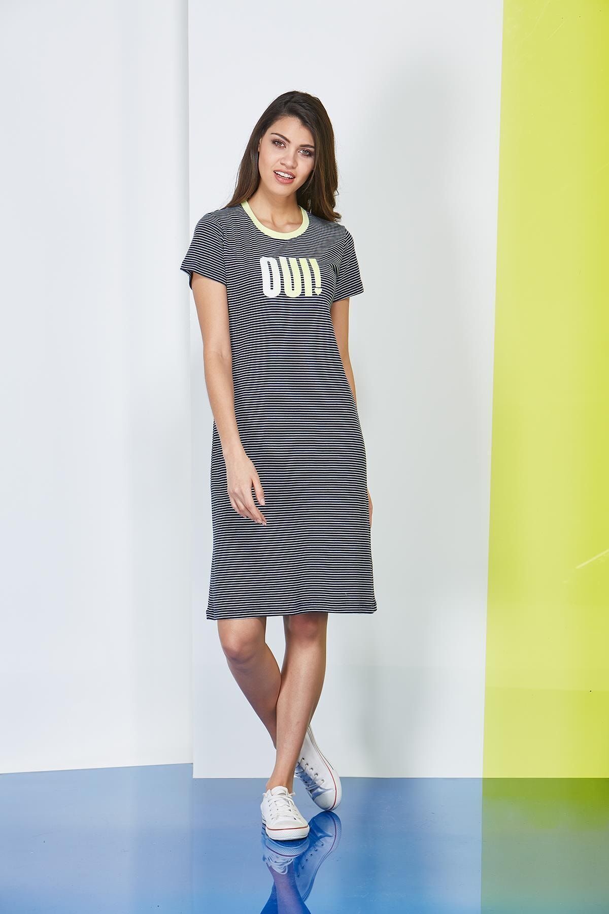 PJS-Striped Printed Women's Dress 20601 1