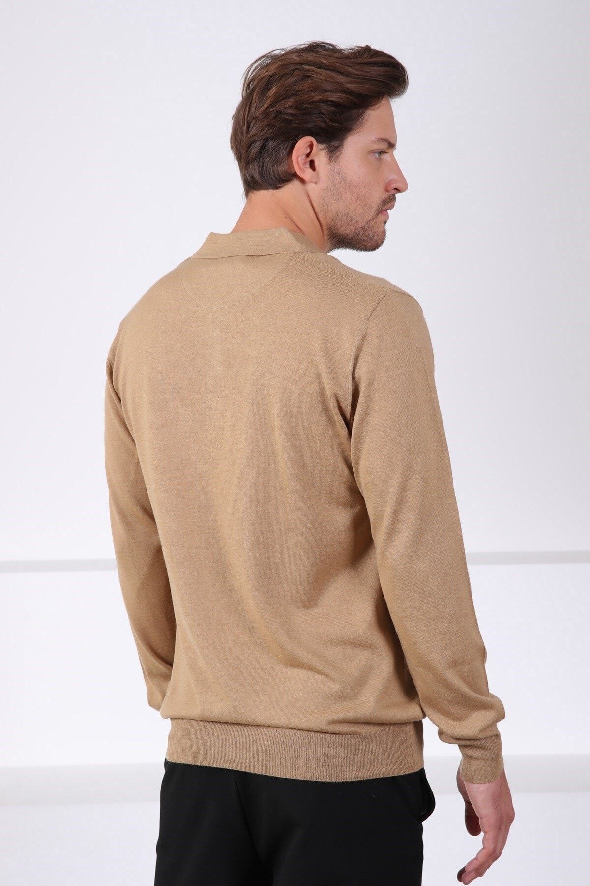 Ferraro-Pulover de tricotaj pentru bărbați cu guler polo Camel 5