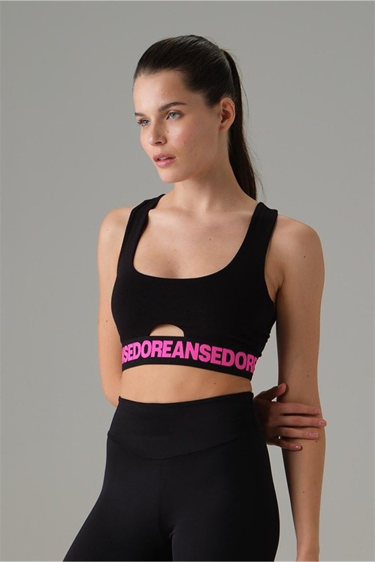 Women's Black Window Detailed Sports Bra 5582