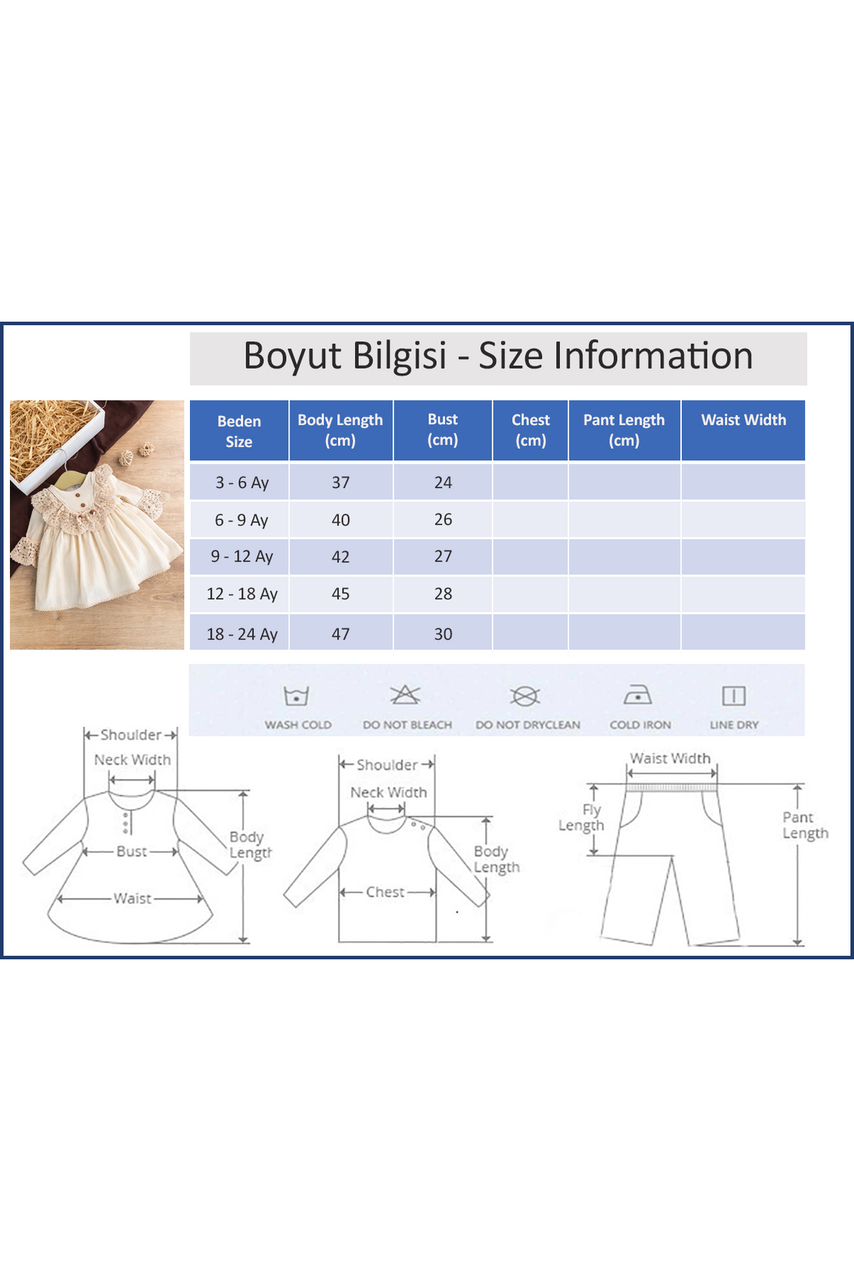 Babymod Dantel Detaylı Dokuma Kumaş Krem Kız Bebek Elbise fotoğrafı 6 (önizleme)
