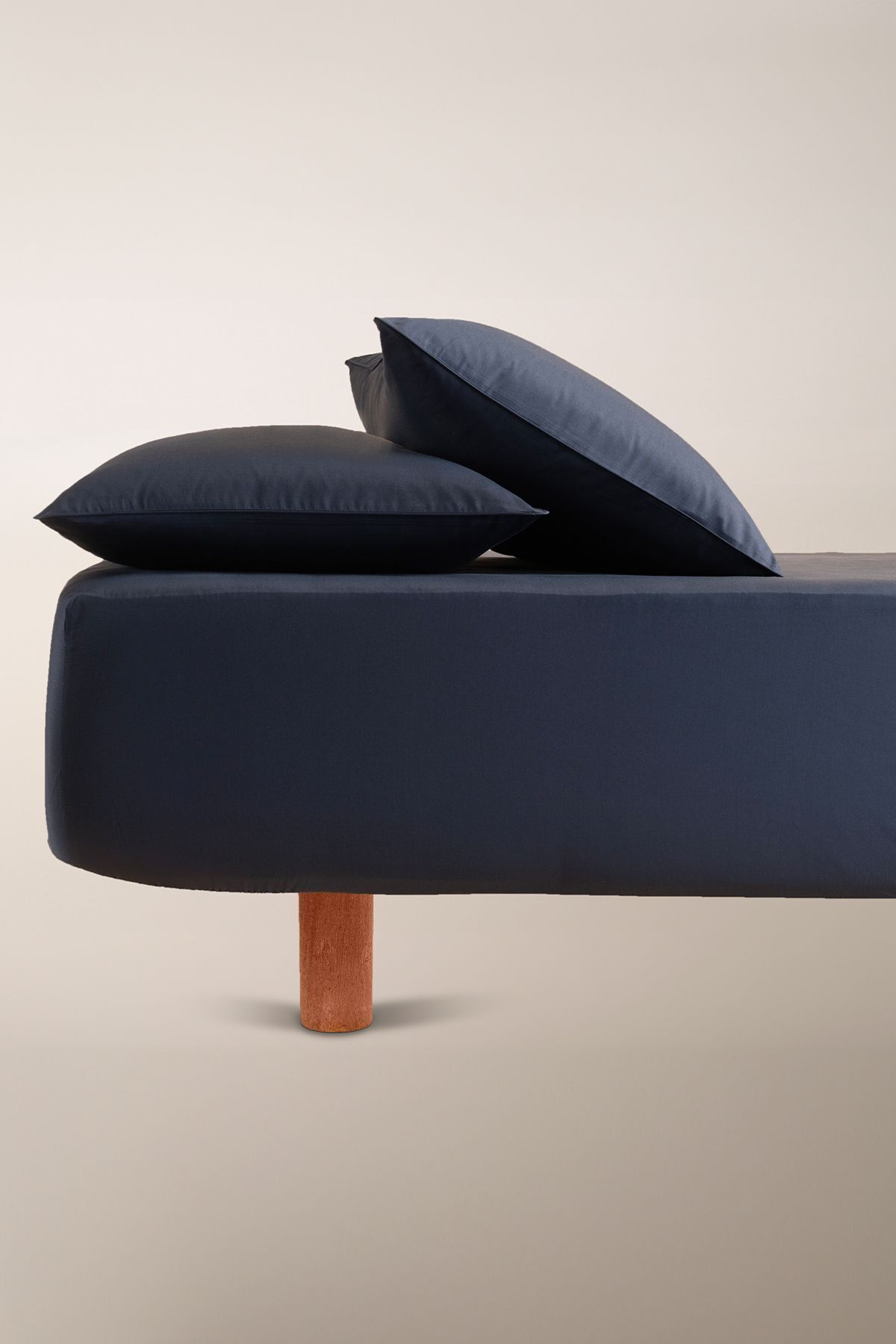 Penelope-Navy Blue Lia Series - 100% Cotton Satin, 160X200 cm Elastic Sheet Set 1