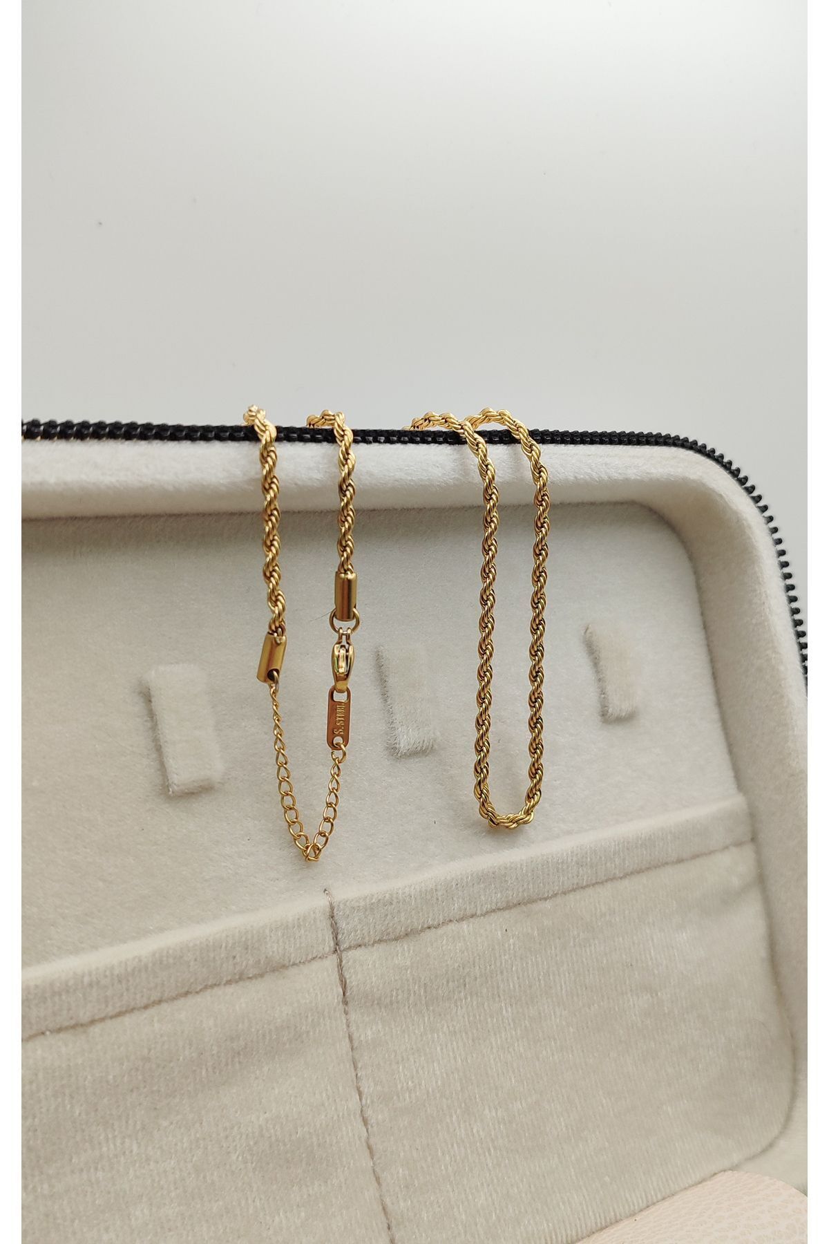 Lüks Kalın Burgu 14 Ayar Altın Kaplama Çelik Kolye 