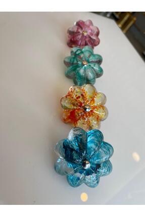 Vista Doro PAPATYA MAVİ CAMLI DÜĞME MOBİLYA KULP KROM