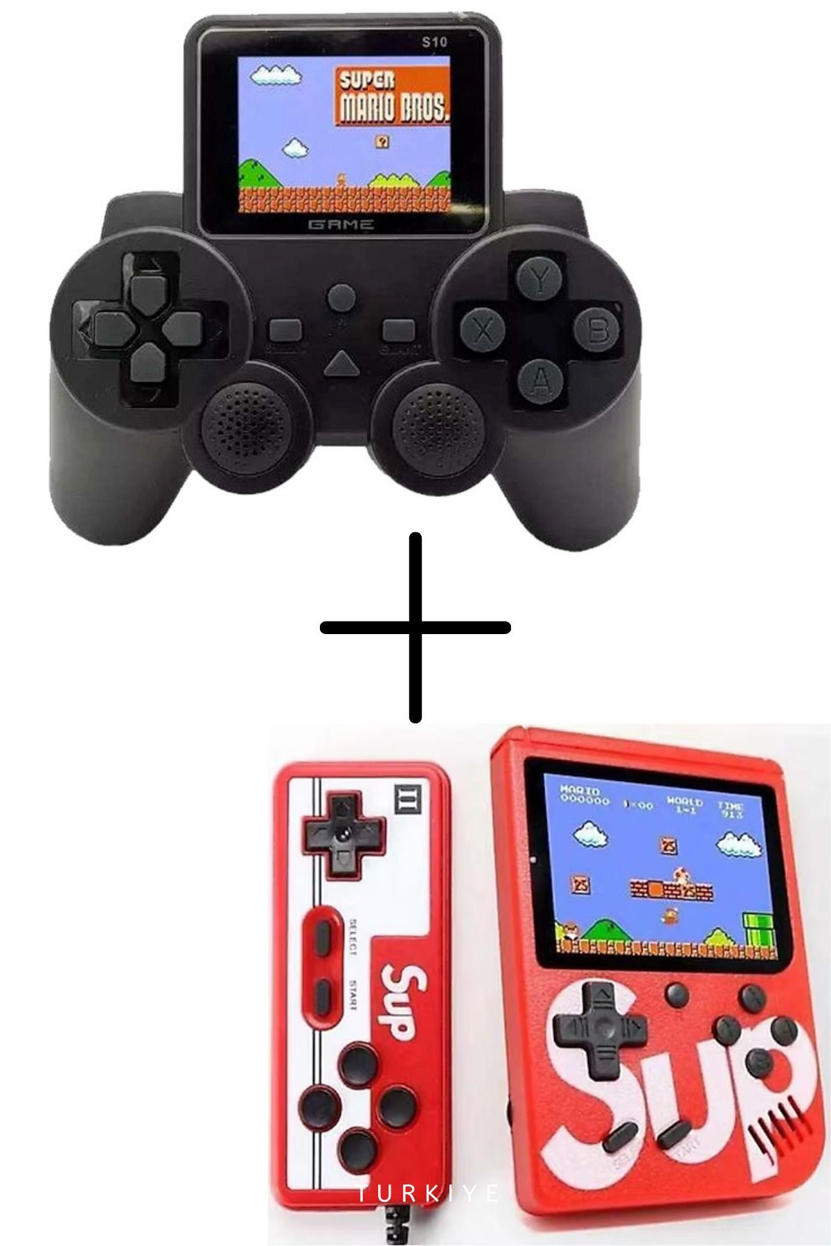 Taşınabilir Mini Gamebox İkili Set 400 Oyun Atari&S10 Yeni Model Renkli Ekran 520 Oyun 2