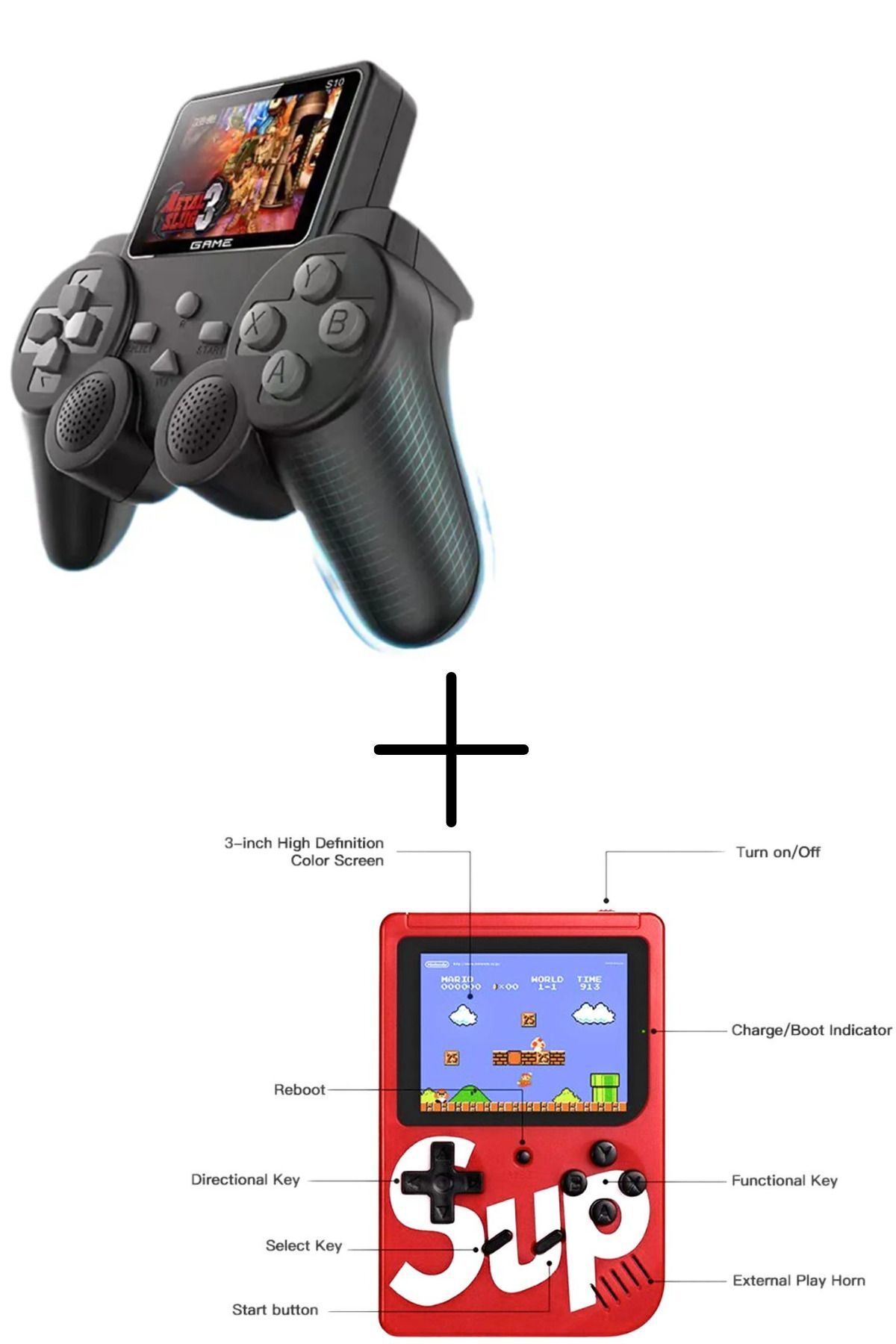 Taşınabilir Mini Gamebox İkili Set 400 Oyun Atari&S10 Yeni Model Renkli Ekran 520 Oyun
