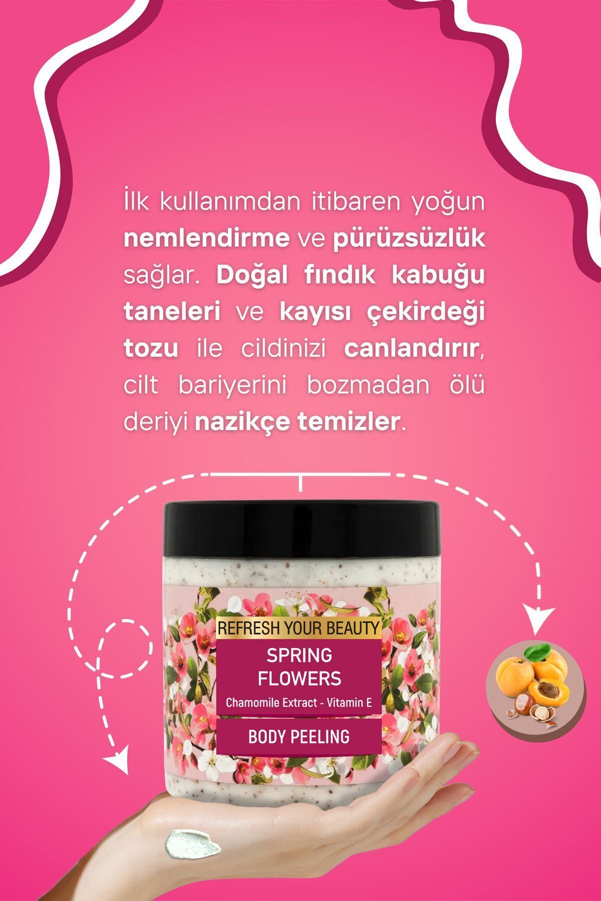 Bahar Çiçekleri, Papatya Özlü Vücut Peelingi, Nazik Ferahlık ve Pürüzsüz Nemlendirme, 500ml — ORS-BDYPLNG-02 — تصویر 4 از 8