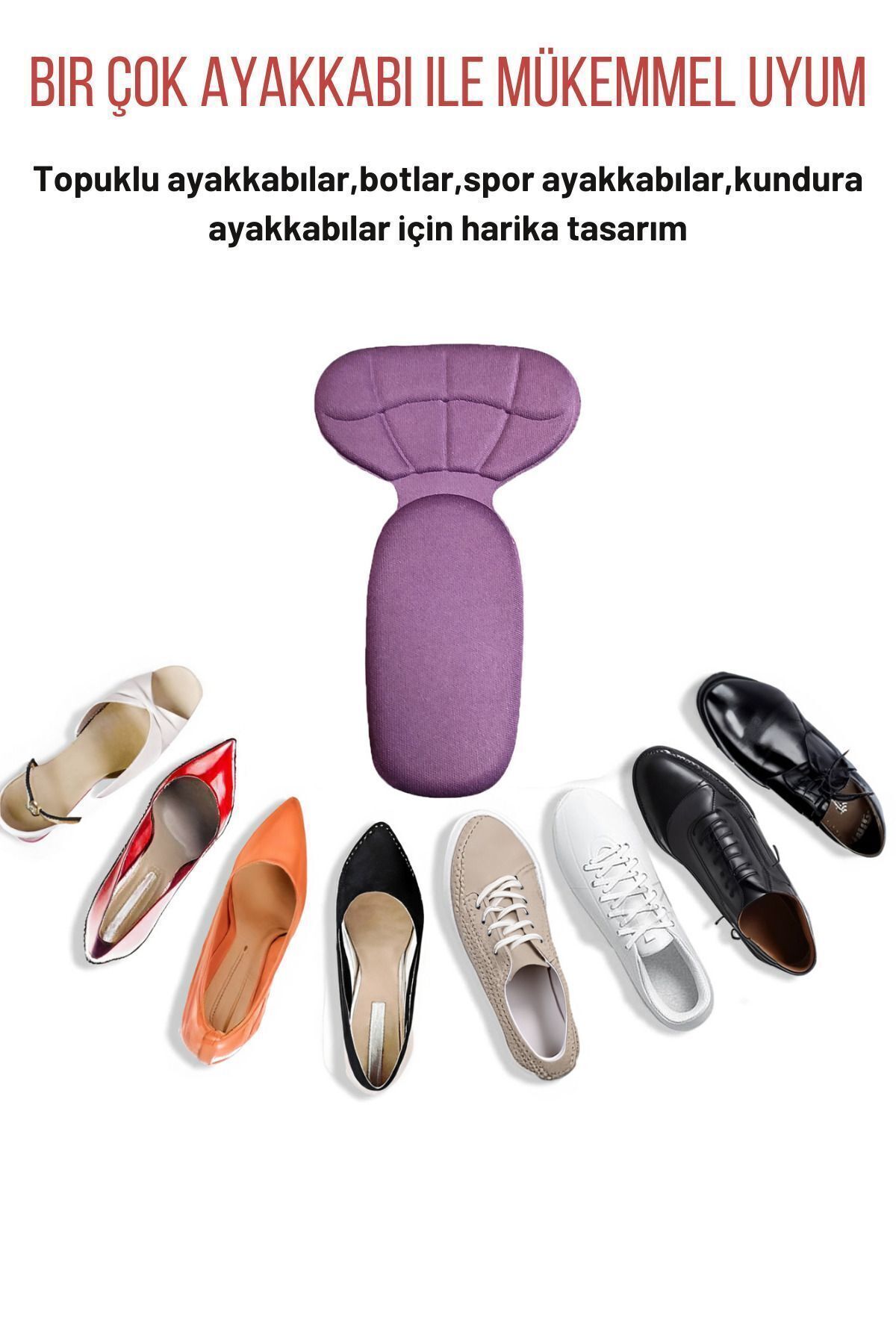 Ayakkabı Topuk Vurma Önleyici Ve Daraltma Pedi Ayakkabı İçi Koruyucu Aparat Topuk Süngeri 2 Çift Mor 5