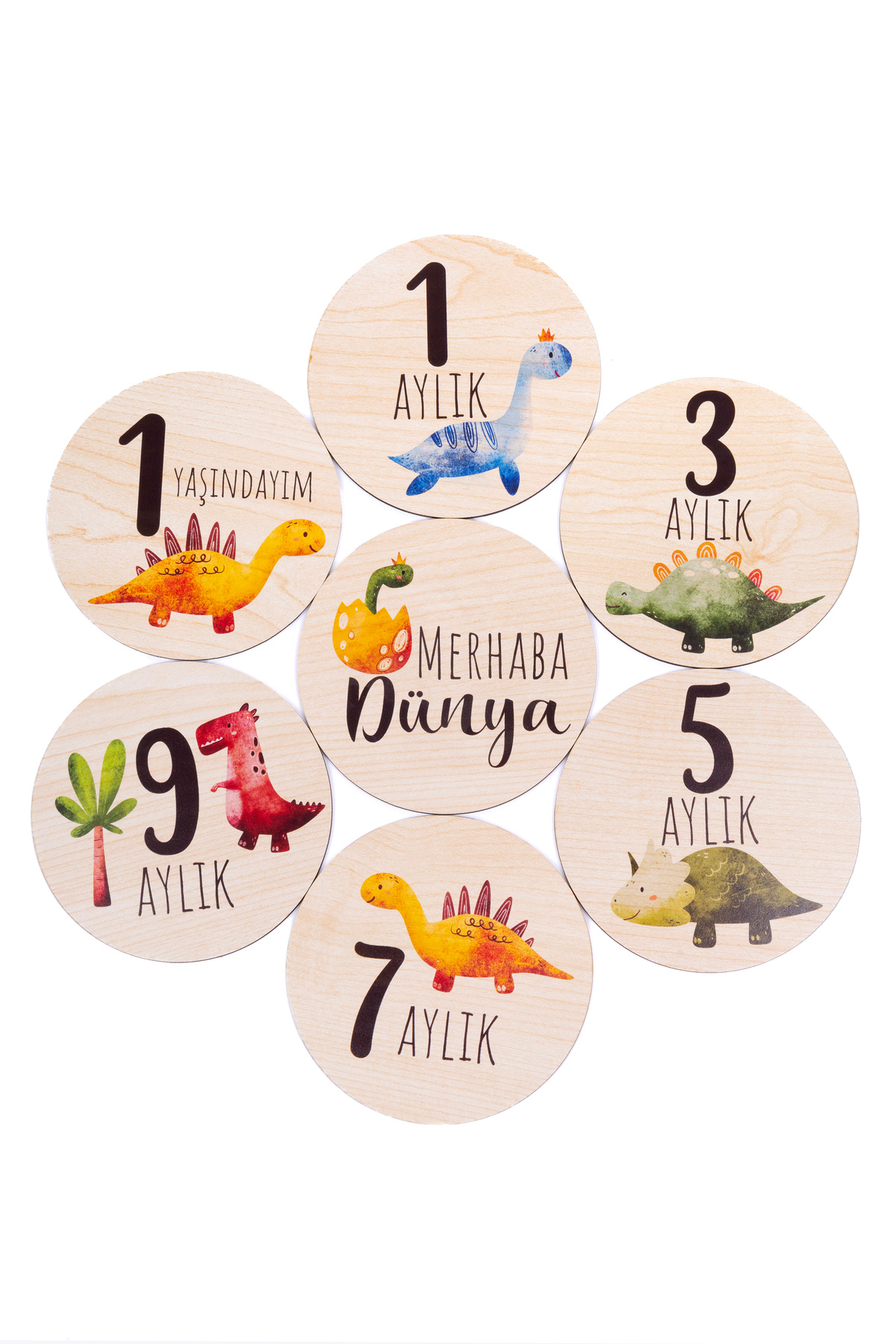 ceodesign Sevimli Dinozor Temalı Ahşap Bebek Fotoğraf Çekim Anı Diskleri fotoğrafı 6 (önizleme)