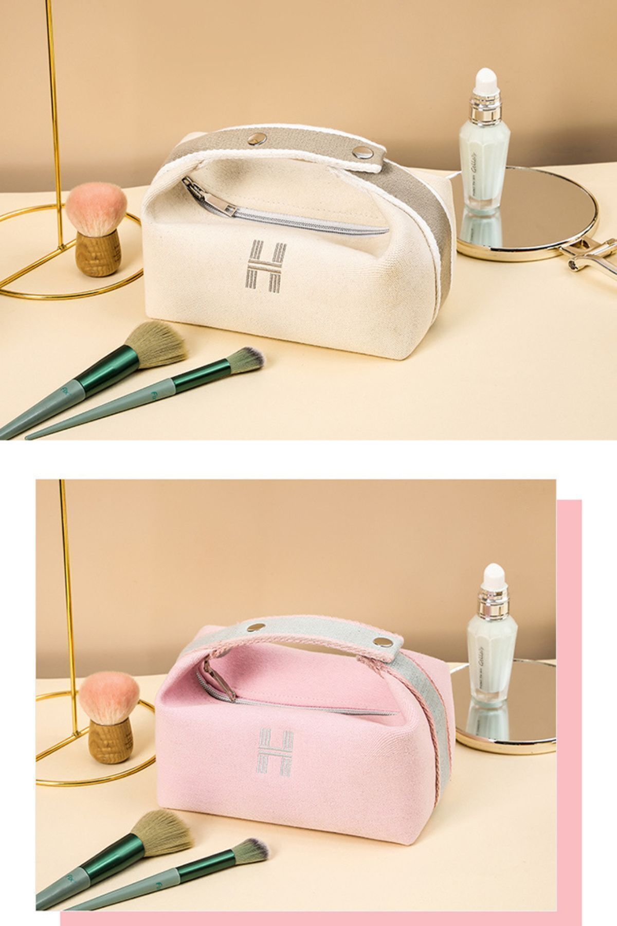 کیف آرایش بوم ساده کیف زنانه کیف آرایش شیک - کیف حرف H (PINK) CARA CARO