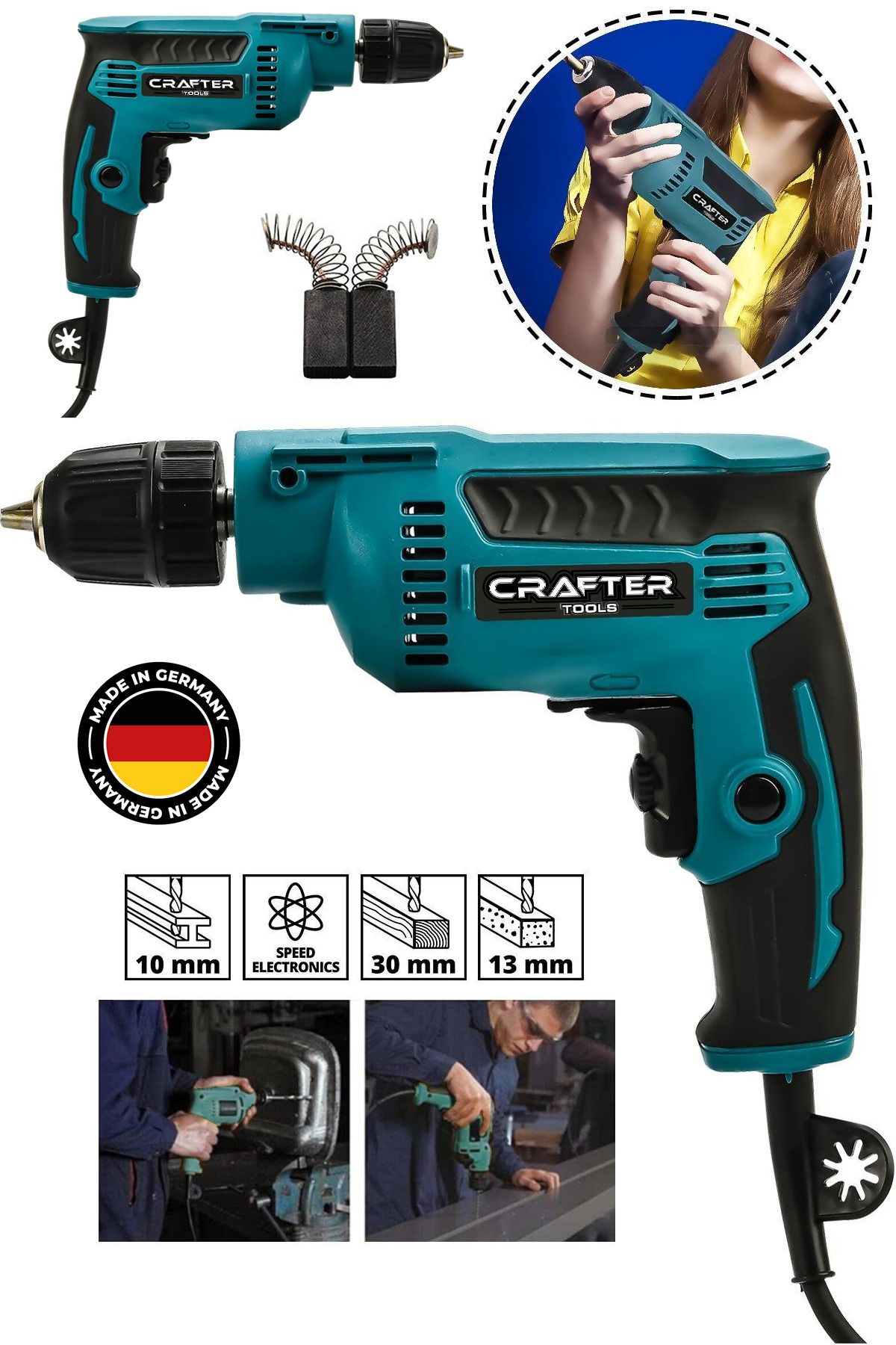 CRAFTERTOOLS Germany Profesyonel 580 Watt 10mm Elektrikli Matkap