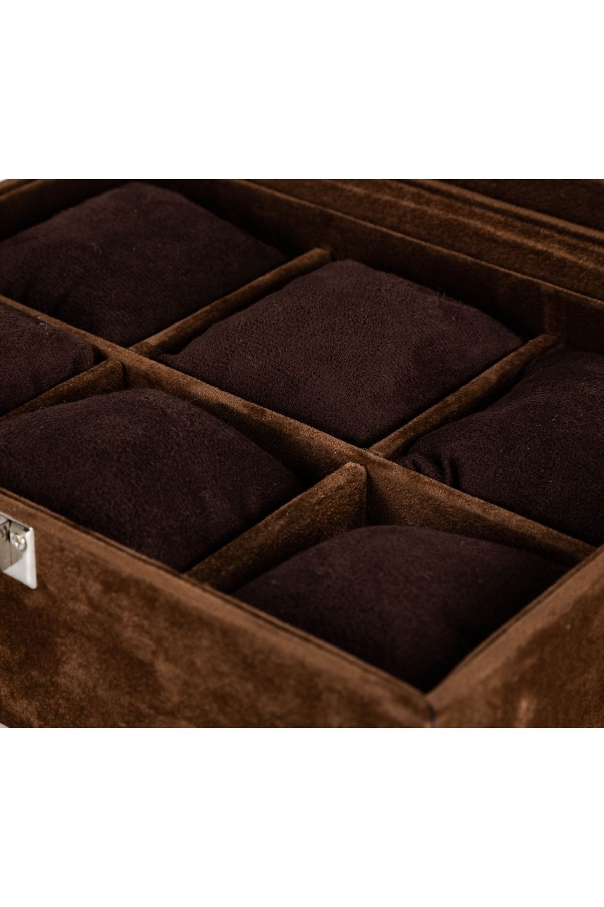 Mudo Home-6-Piece Alcantara Coffee Watch Box 6