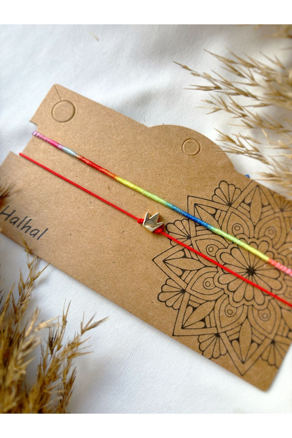 Atölye Merdiven Kırmızı Taç 2li  Halhal seti