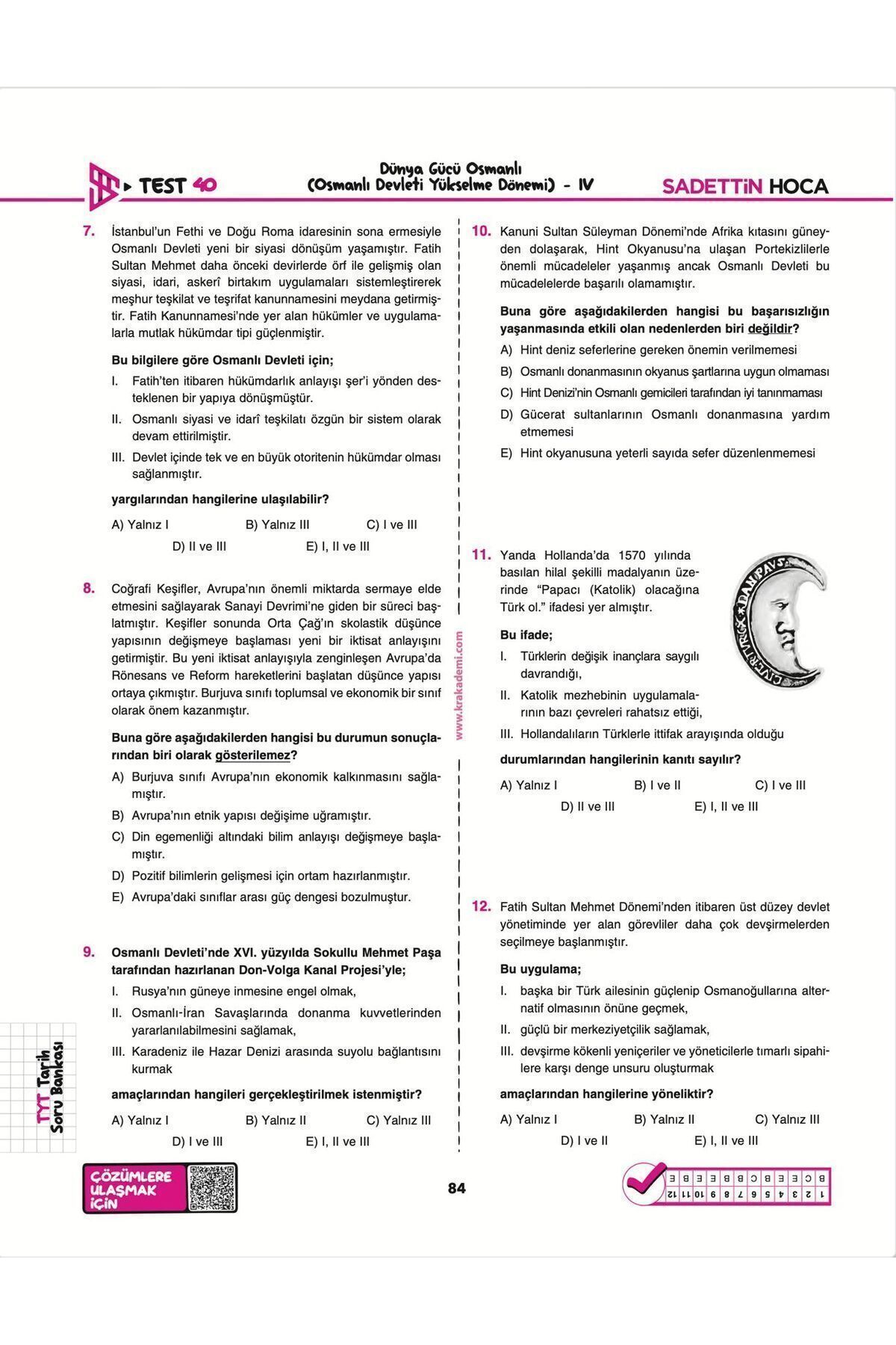 Sadettin Hoca Tyt Tarih Soru Bankası - Sadettin Akyayla