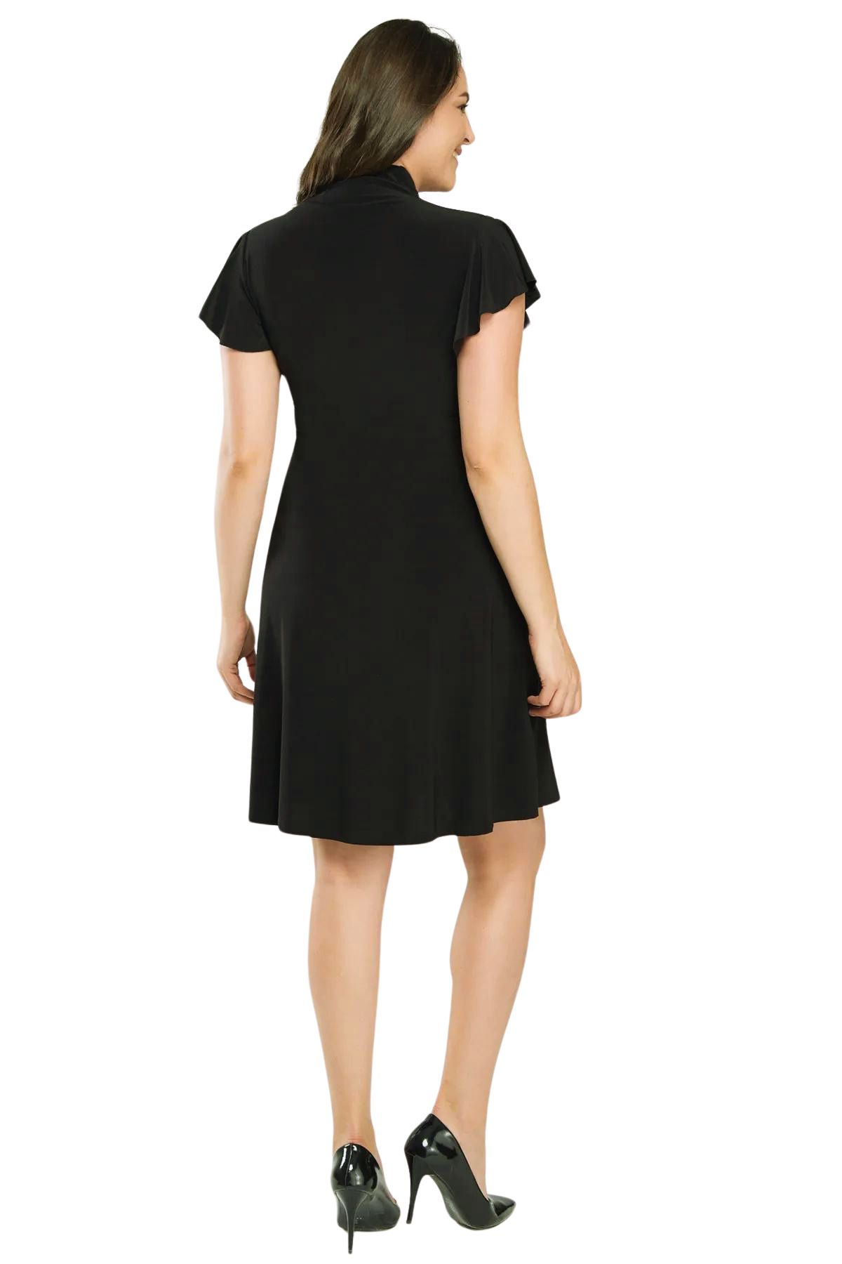 Laranor-Rochie neagră de damă cu guler dublu - Îmbrăcăminte de zi și de noapte 17lb9102 8