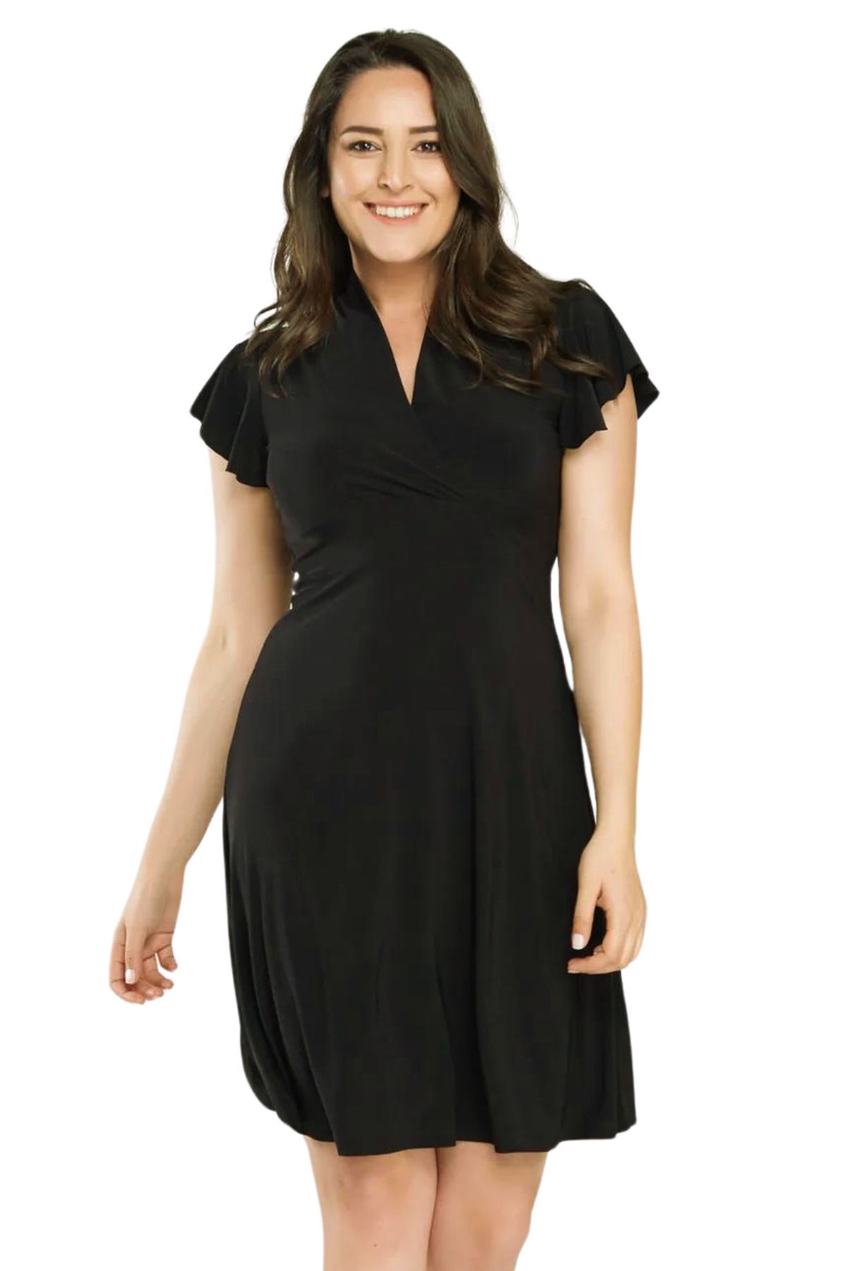 Laranor-Rochie neagră de damă cu guler dublu - Îmbrăcăminte de zi și de noapte 17lb9102 4