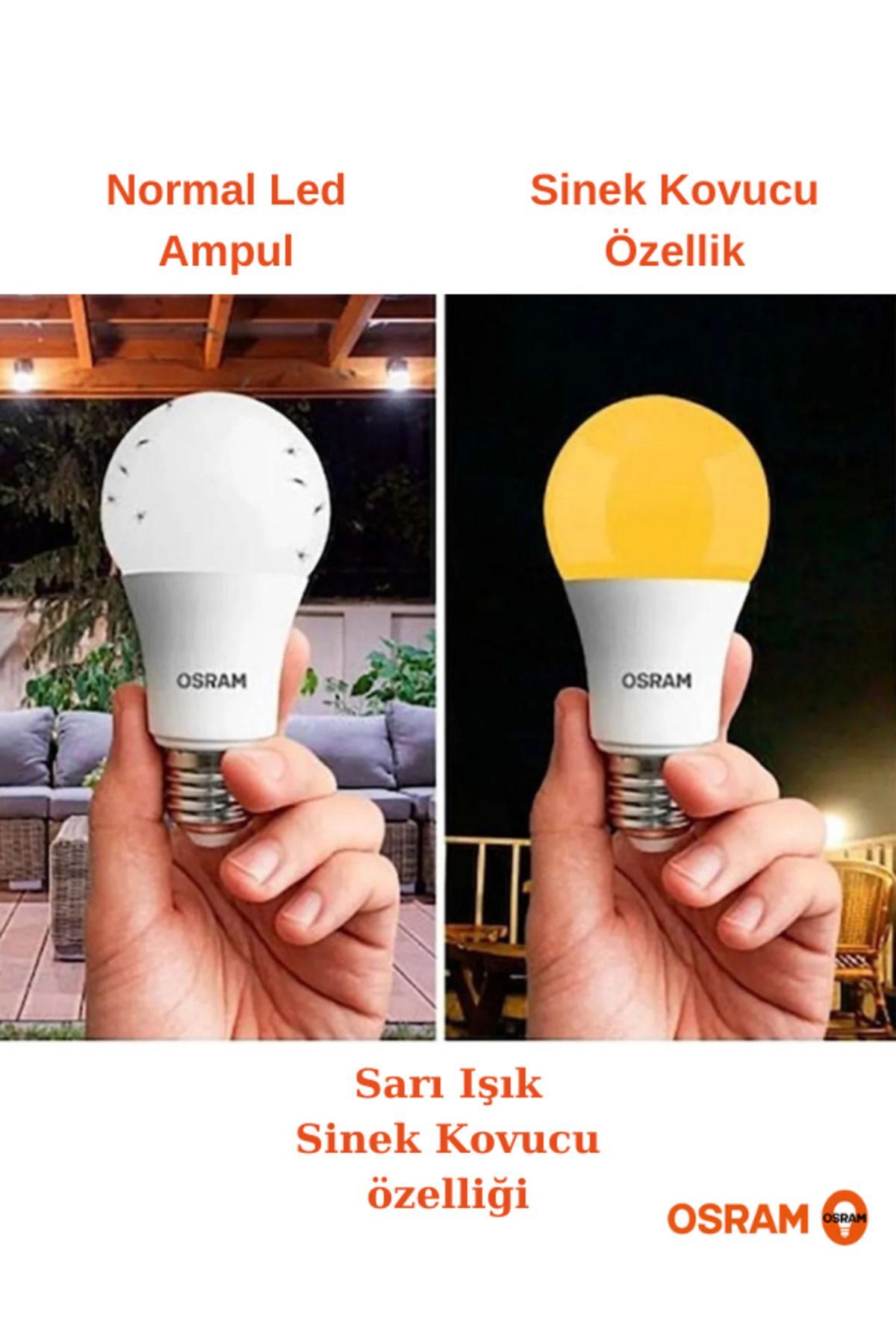 8w Led Bulb with Fly Repellent ( Yellow Light Fly Repellent Mode )