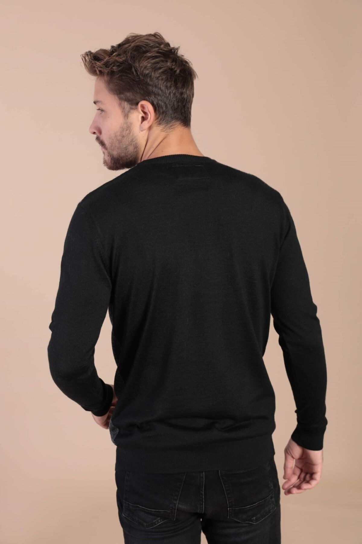 Ferraro-Pulover negru din lână superfină pentru bărbați 5