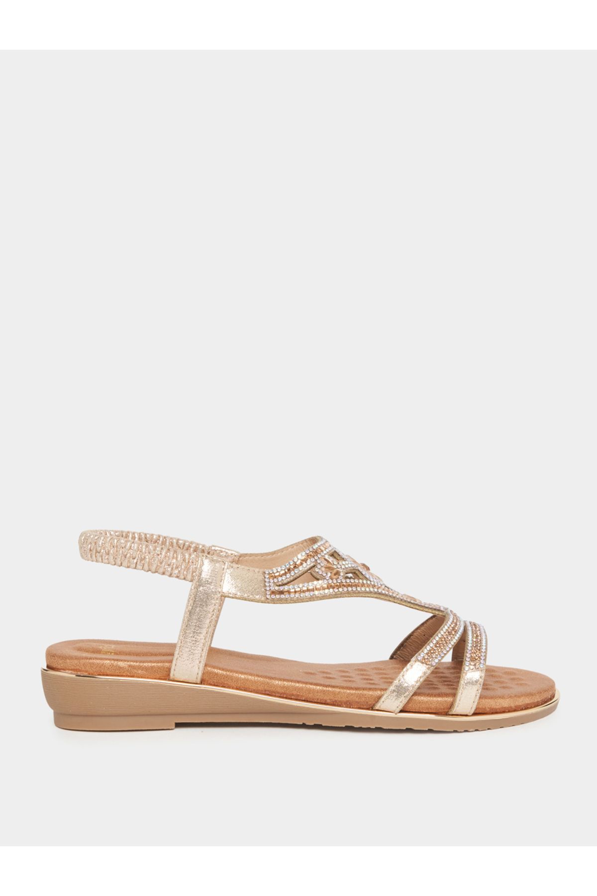 Styli-Rhinestone Embellished Wedge Sandals 2