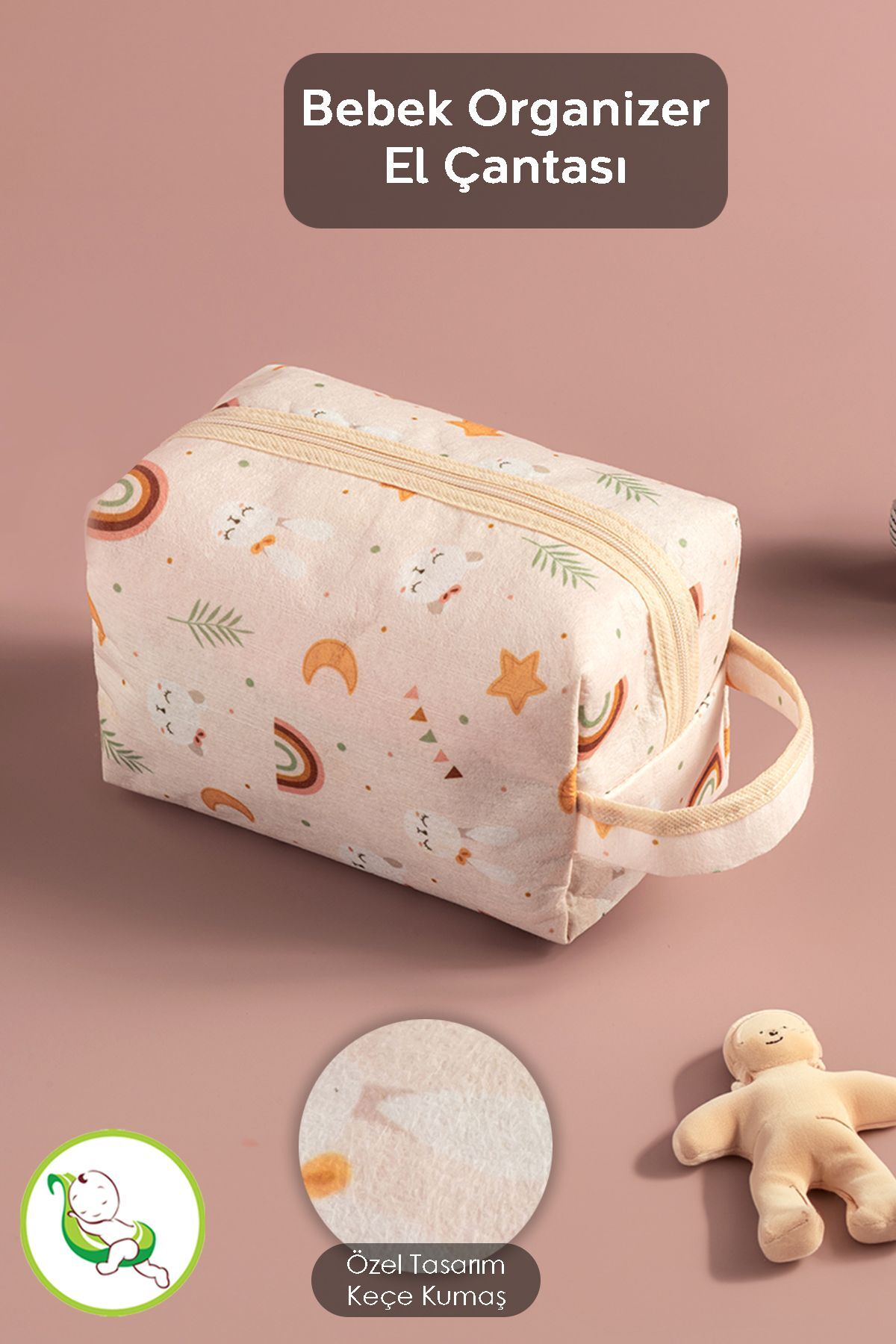 Zippered Baby Clothes Laundry Bag - Clean Dirty Clothes Bag with Handle - Multipurpose Bag
