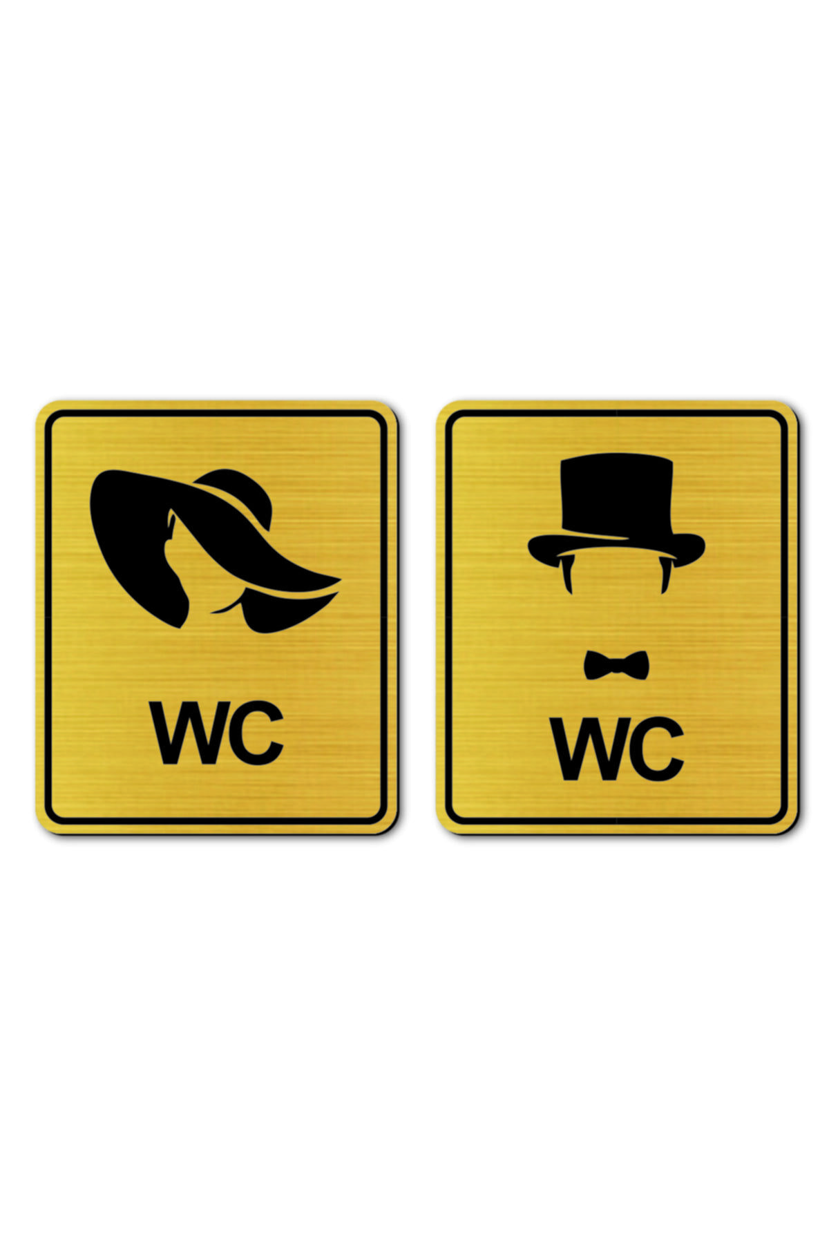 WC Male Female Door Warning - 2 Orientation Plates Gold Color 10 Cm X 12 Cm Resopal Plate