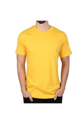 Erkek Düz Sarı Sade Tişört 700598