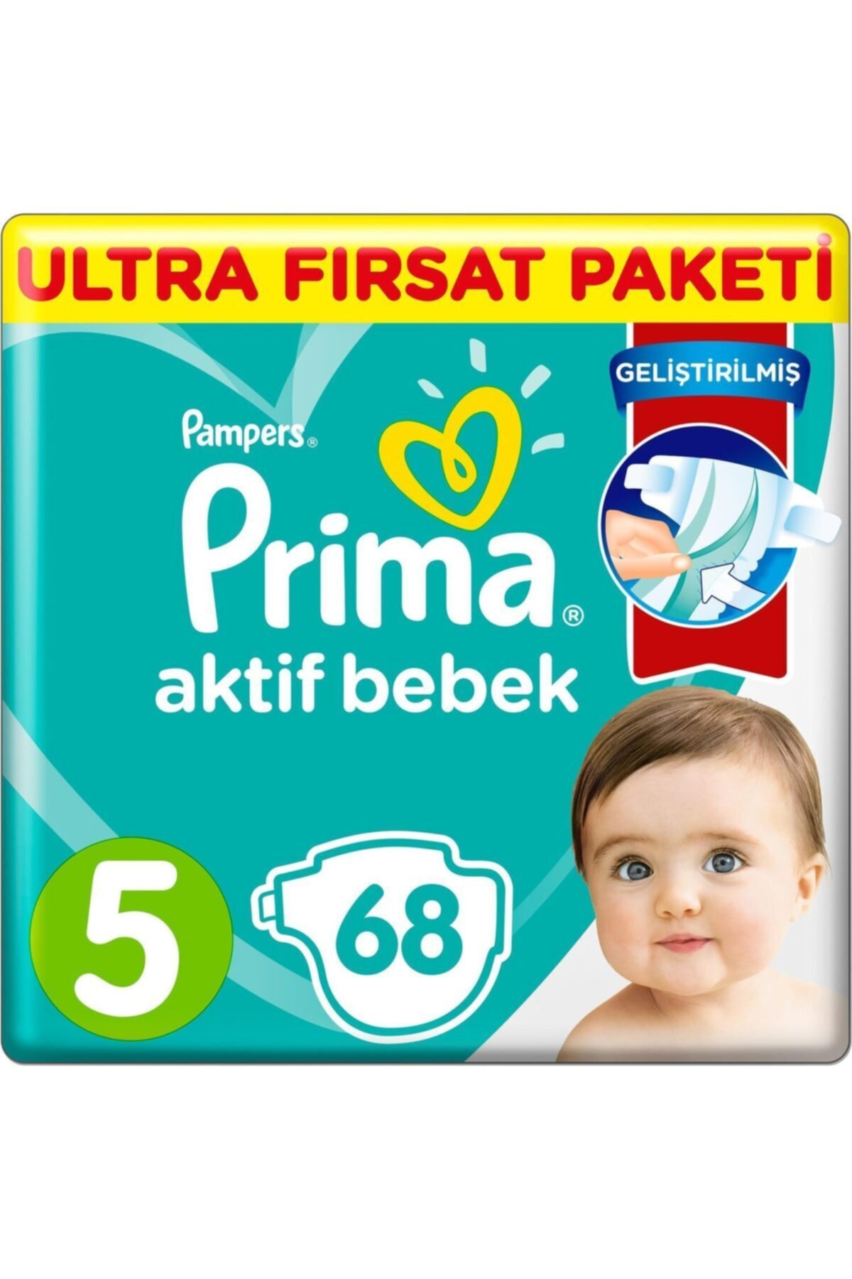 Alya Baby Kids Prima Bebek Bezi Aktif Bebek Ultra Fırsat Paketi 5 Beden 68 Adet