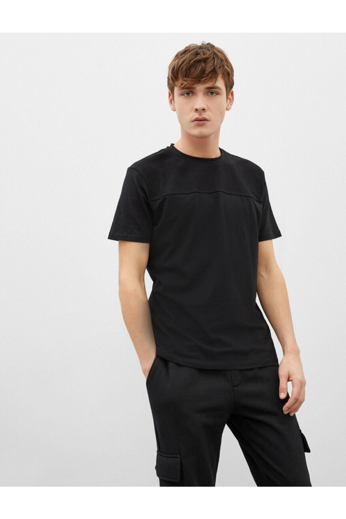 تیشرت مردانه مشکی کوتون | 1YAM12031OK اورجینال - تصویر 2
