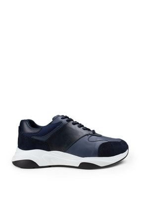 Hakiki Deri Mavi Sneaker Erkek Ayakkabı 01718MSYHT01
