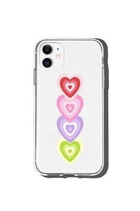 Iphone 11 Uyumlu Çoklu Kalp Desenli Şeffaf Telefon Kılıfı ynmnbdz0408