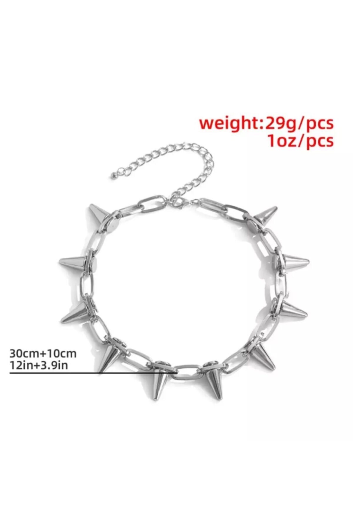 Gothic Punk Perçimli Spike Zincir Kolye 3