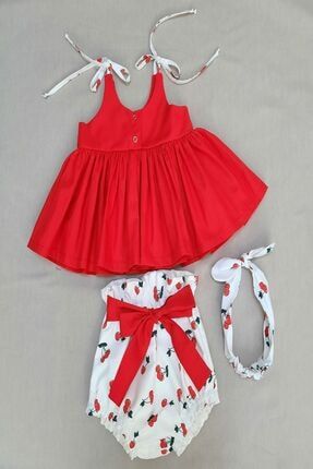 Kız Bebek Kırmızı Askılı Bluz Şort Takım bynihalce1713
