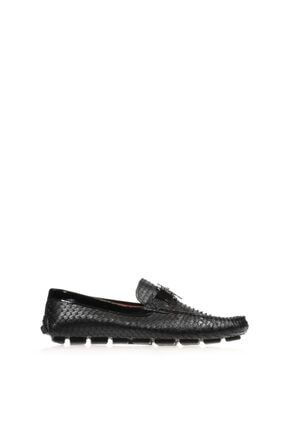 Siyah Yılan Tokalı Erkek Loafer Ayakkabı 035904