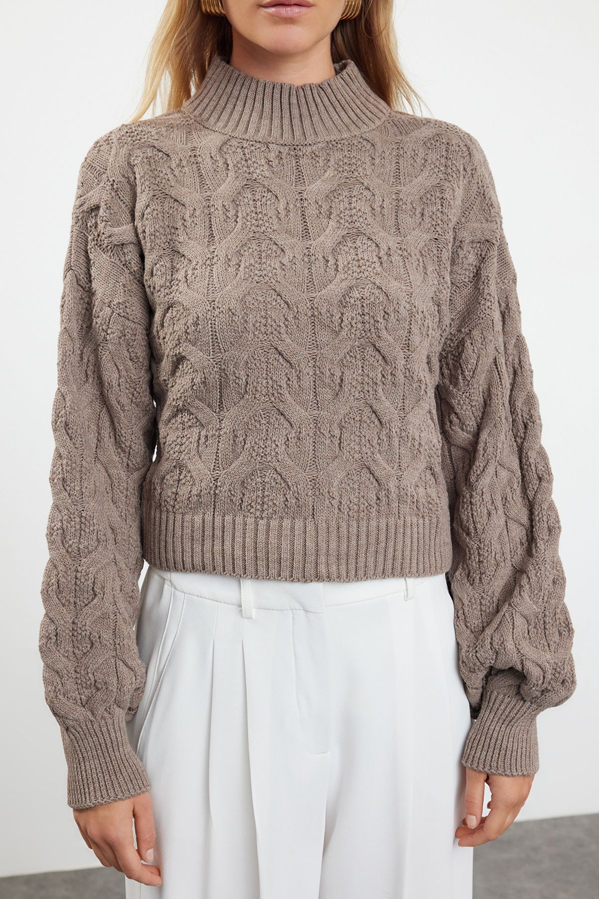 Trendyol Collection-Nerz Crop Stehkragen Pullover TWOAW22KZ1634 3