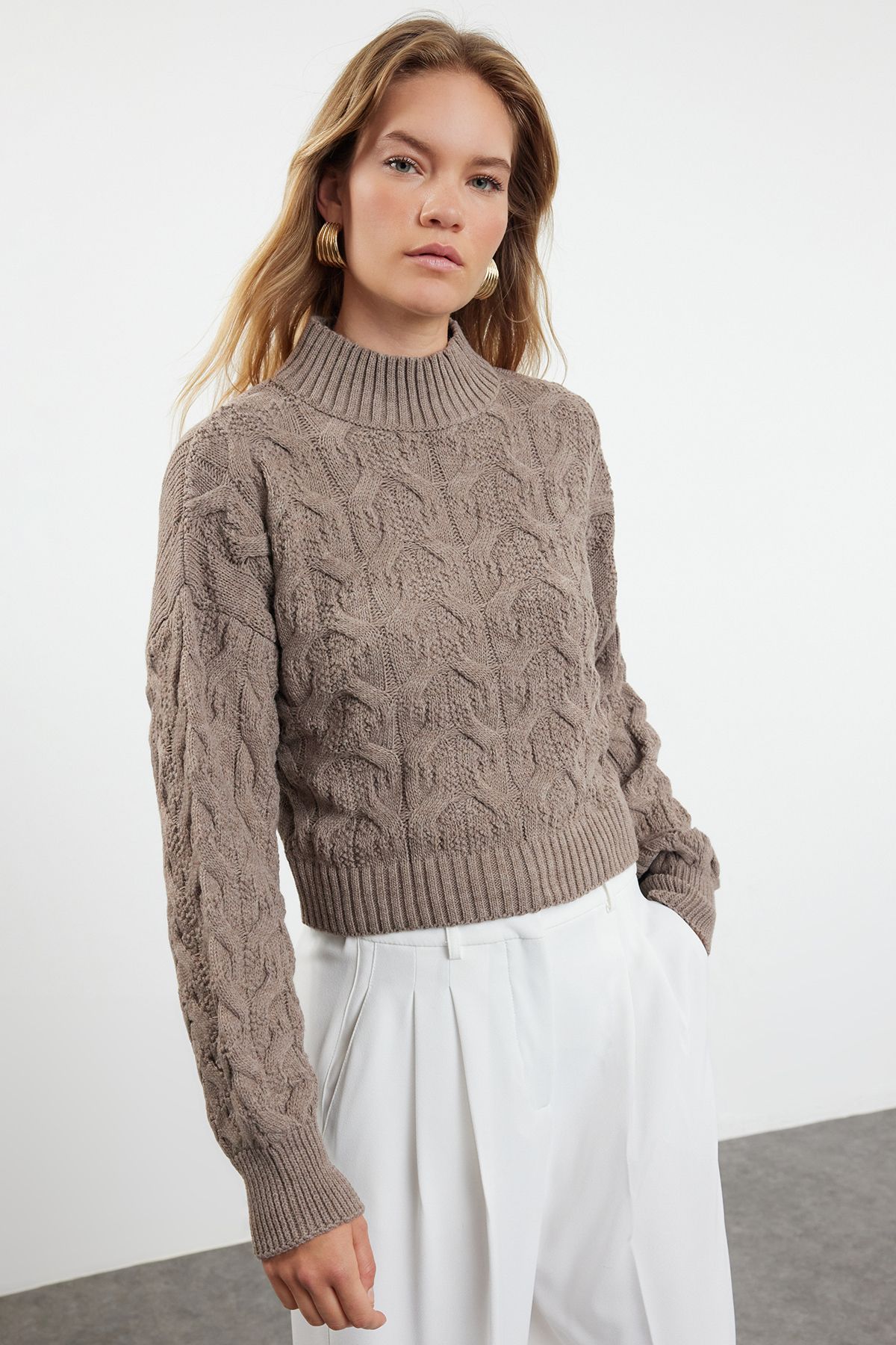 Trendyol Collection-Nerz Crop Stehkragen Pullover TWOAW22KZ1634 2