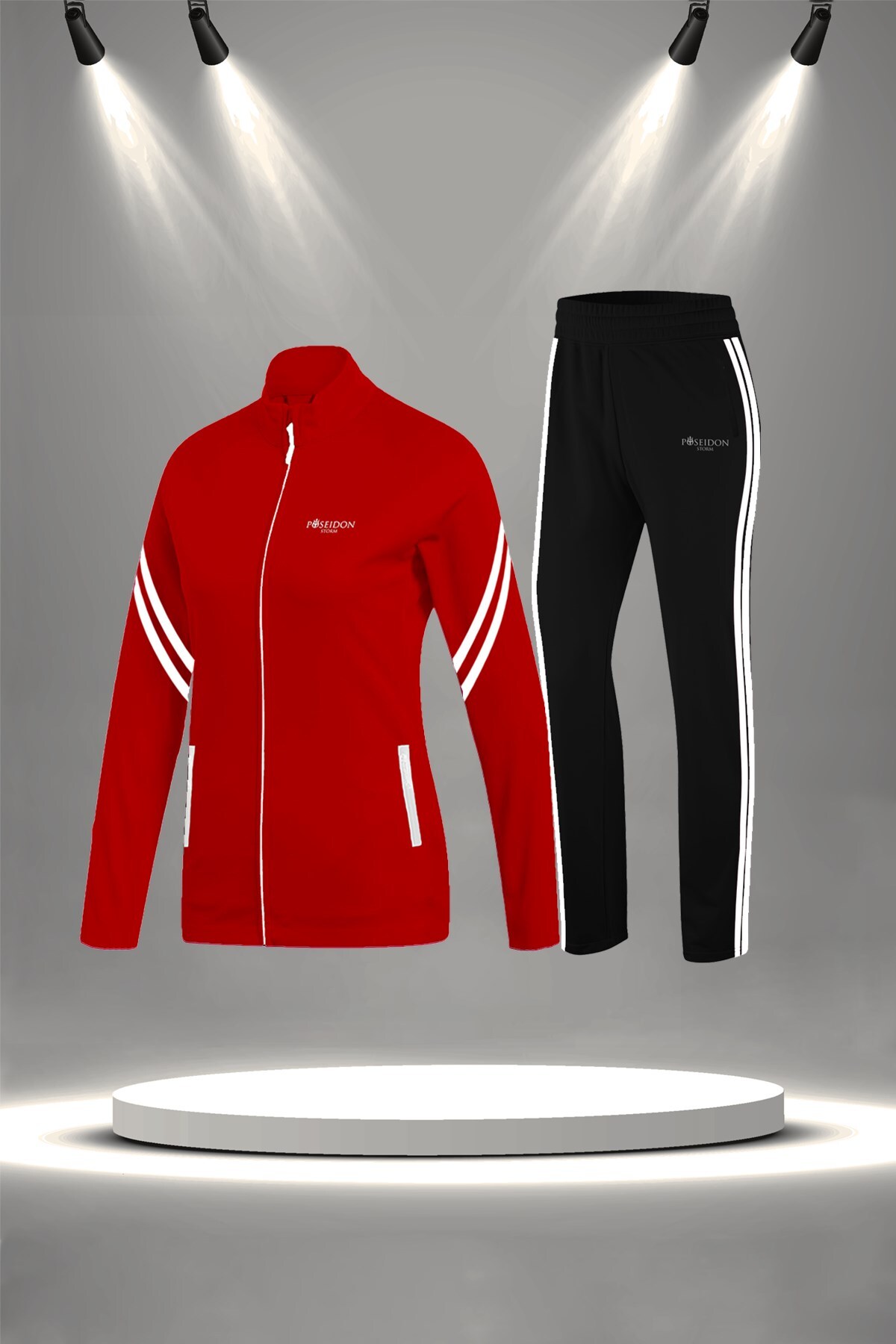 پوزایدون استورم ست لباس ورزشی زنانه سایز بزرگ، پارچه شانه شده سوپرا قرمز جدید، مناسب برای تمام فصول، مناسب برای پیاده‌روی و دویدن (4XL-10XL)