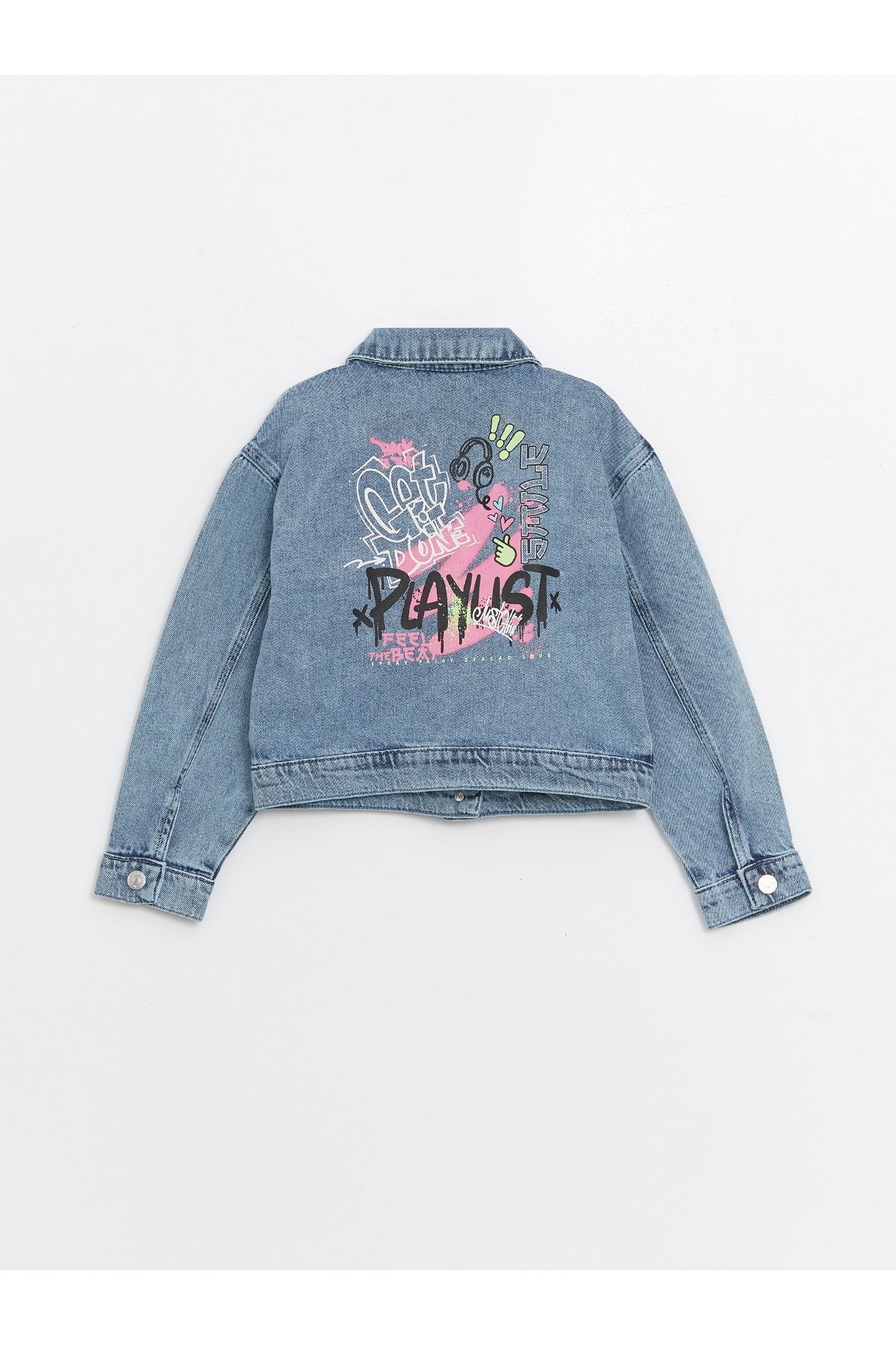 LC Waikiki-Jachetă de jeans pentru fetiță cu guler de cămașă 4