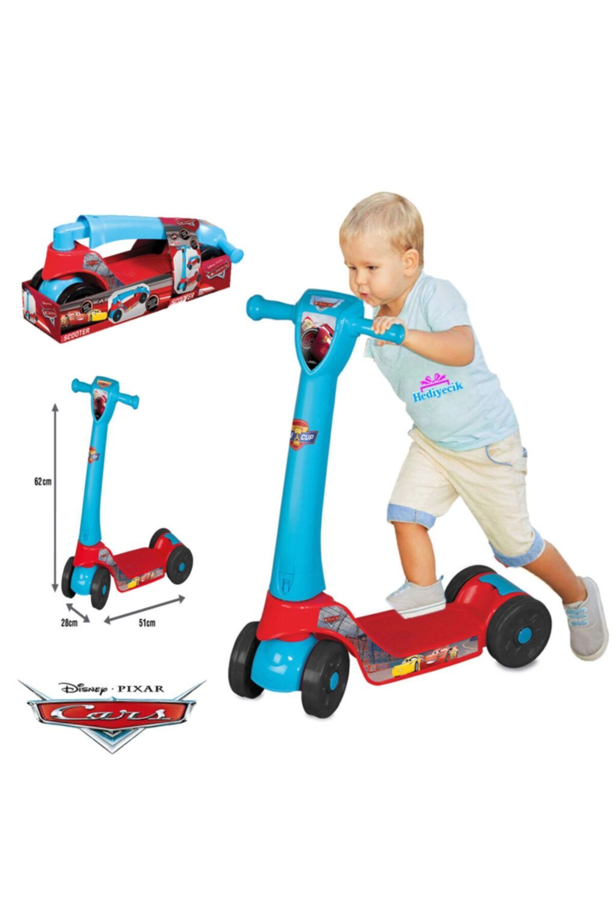 hediyecik Cars Katlanabilir 4 Tekerlekli My First Scooter 2-5 Yaş