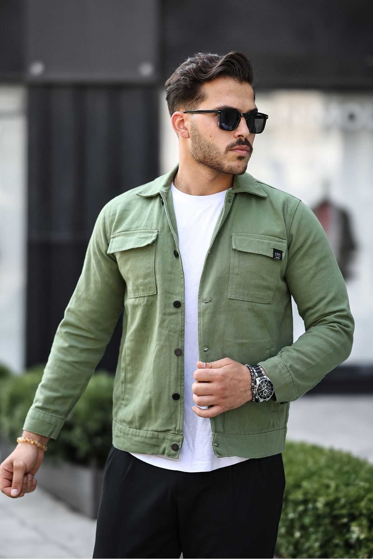 GOOD FASHION-Khaki Men's Jean Jacket 2
