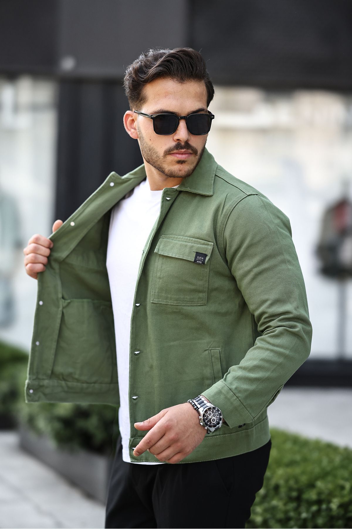GOOD FASHION-Khaki Men's Jean Jacket 1