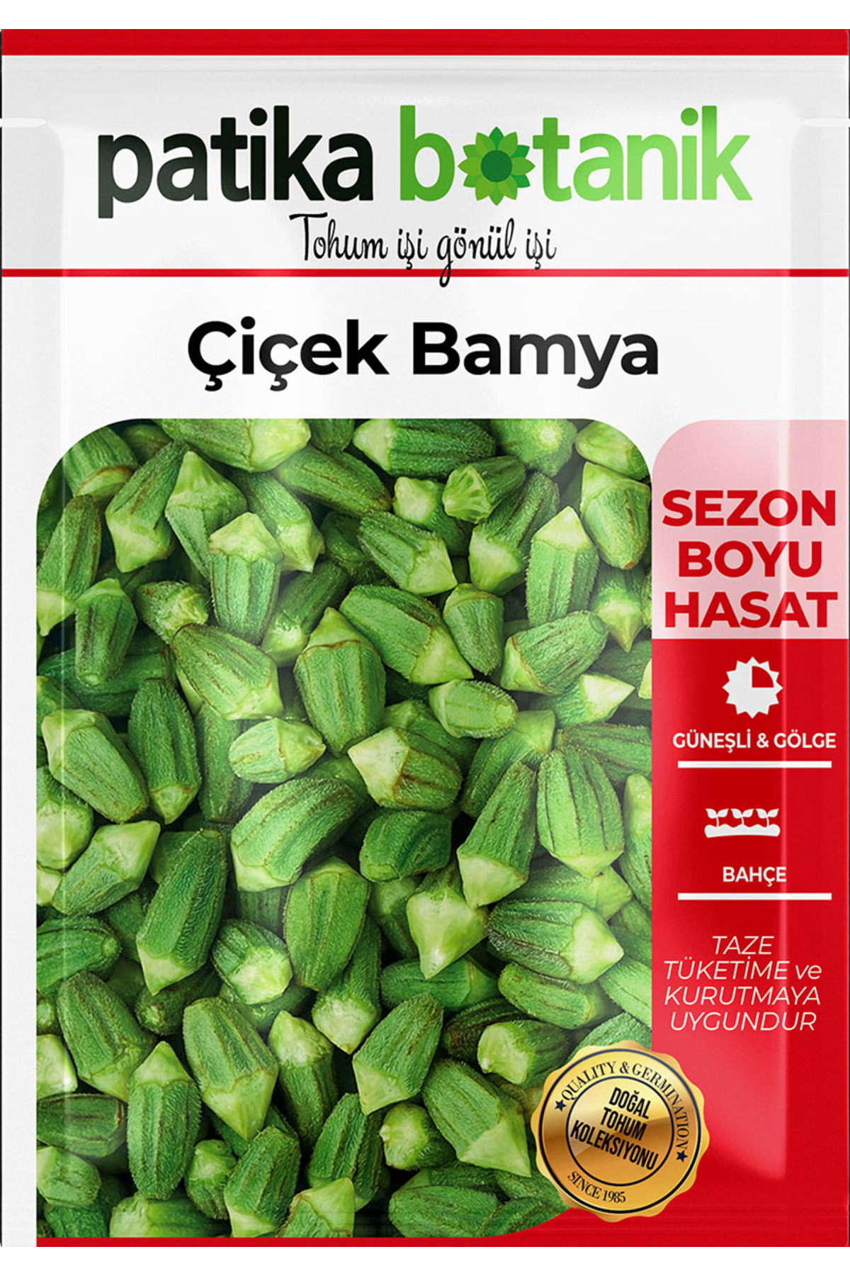 80 Adet Yerli Ata Çiçek Bamya Tohumu 2