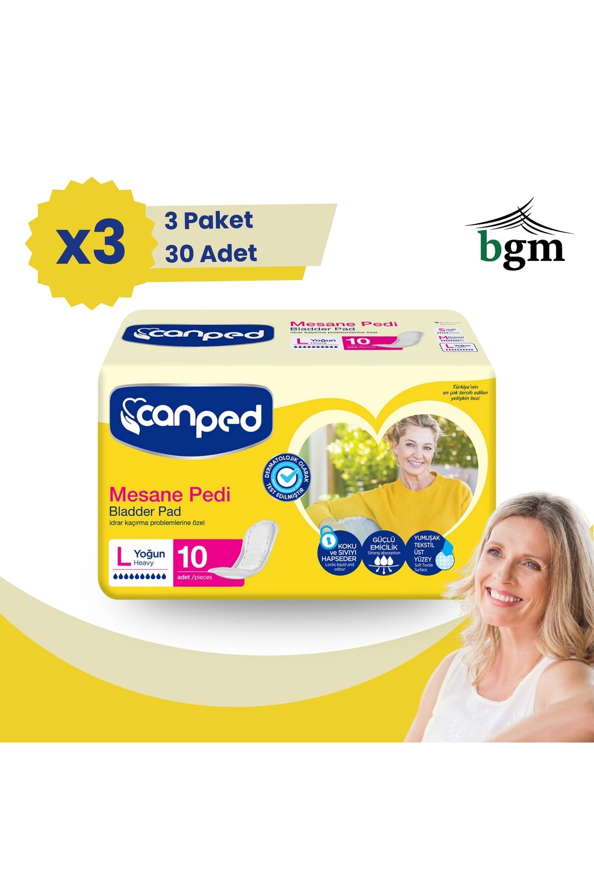 bgm Canped Kadın Mesane Pedi Yoğun 30 Adet -l- Idrar Kaçırmaya Özel