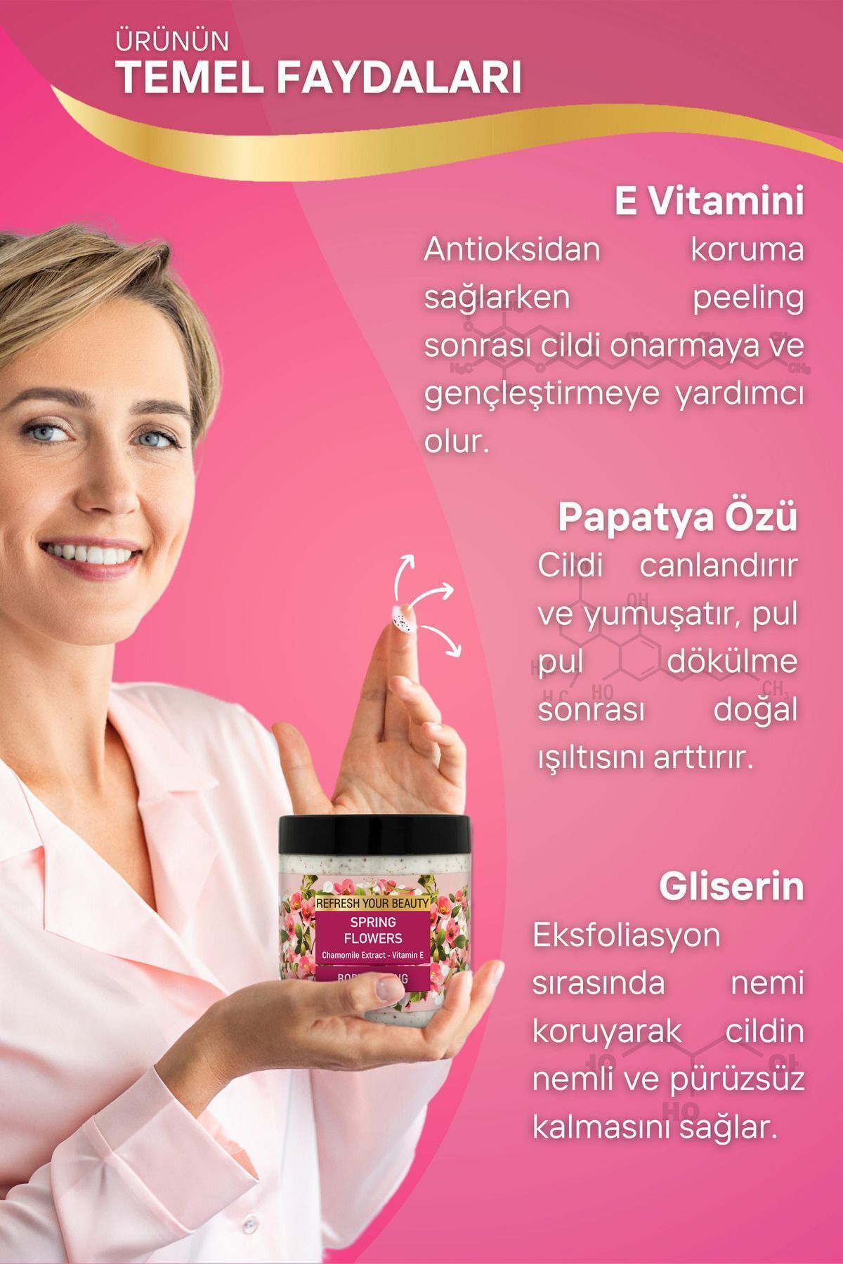 Bahar Çiçekleri, Papatya Özlü Vücut Peelingi, Nazik Ferahlık ve Pürüzsüz Nemlendirme, 500ml — ORS-BDYPLNG-02 — تصویر 5 از 8