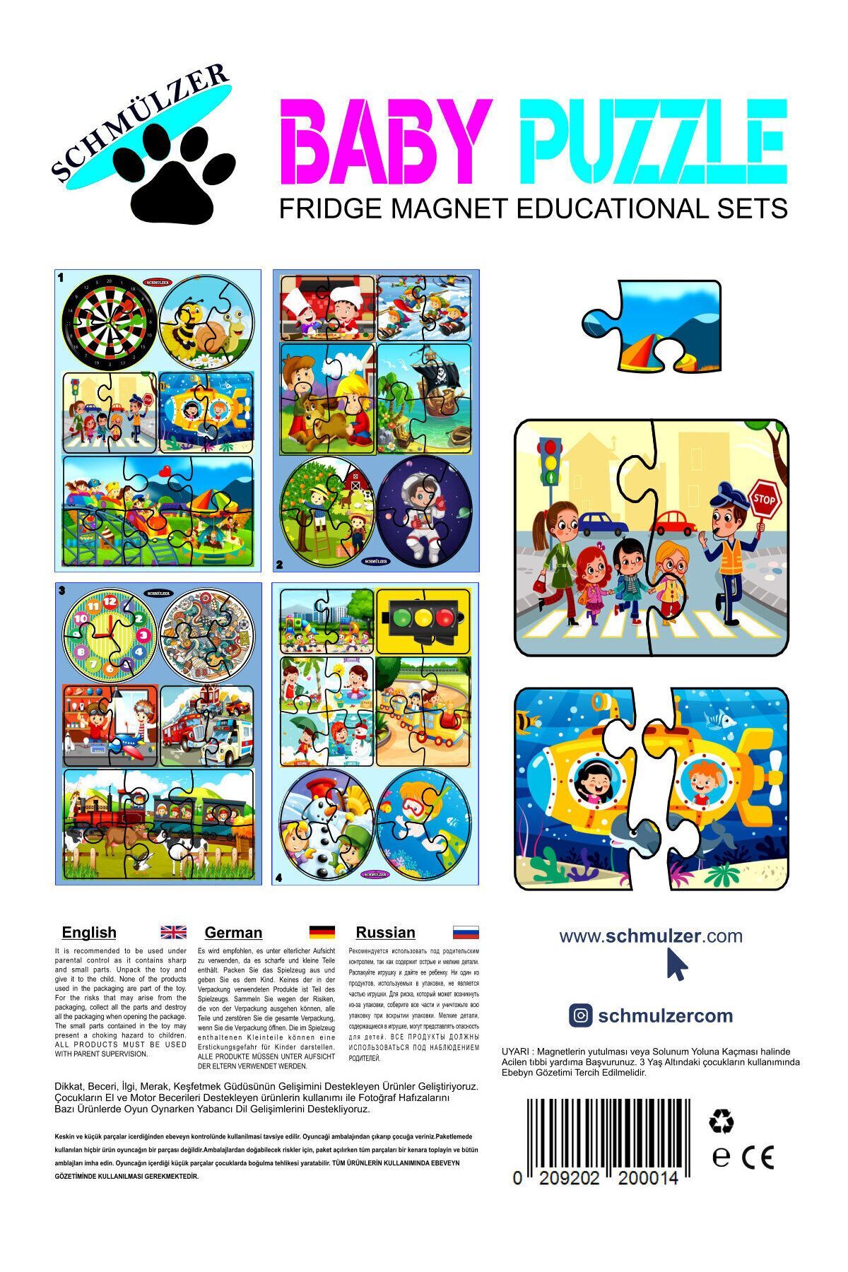 Schmülzer Baby Puzzle - Yapboz Mıknatıslı Eğitici Montessori Hediye Oyuncak - 18 Pcs fotoğrafı 6 (önizleme)