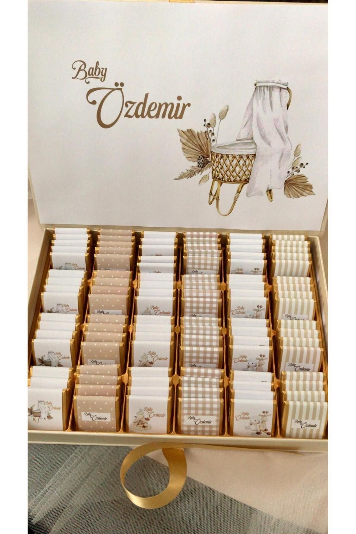 Minemiss Tasarım Lüks Kutulu İsme Özel Tasarım Kız-Erkek Bebek Çikolatası 100 Adet Dogum-Yaş Günü-Hediyelik Çikolata fotoğrafı 3 (önizleme)