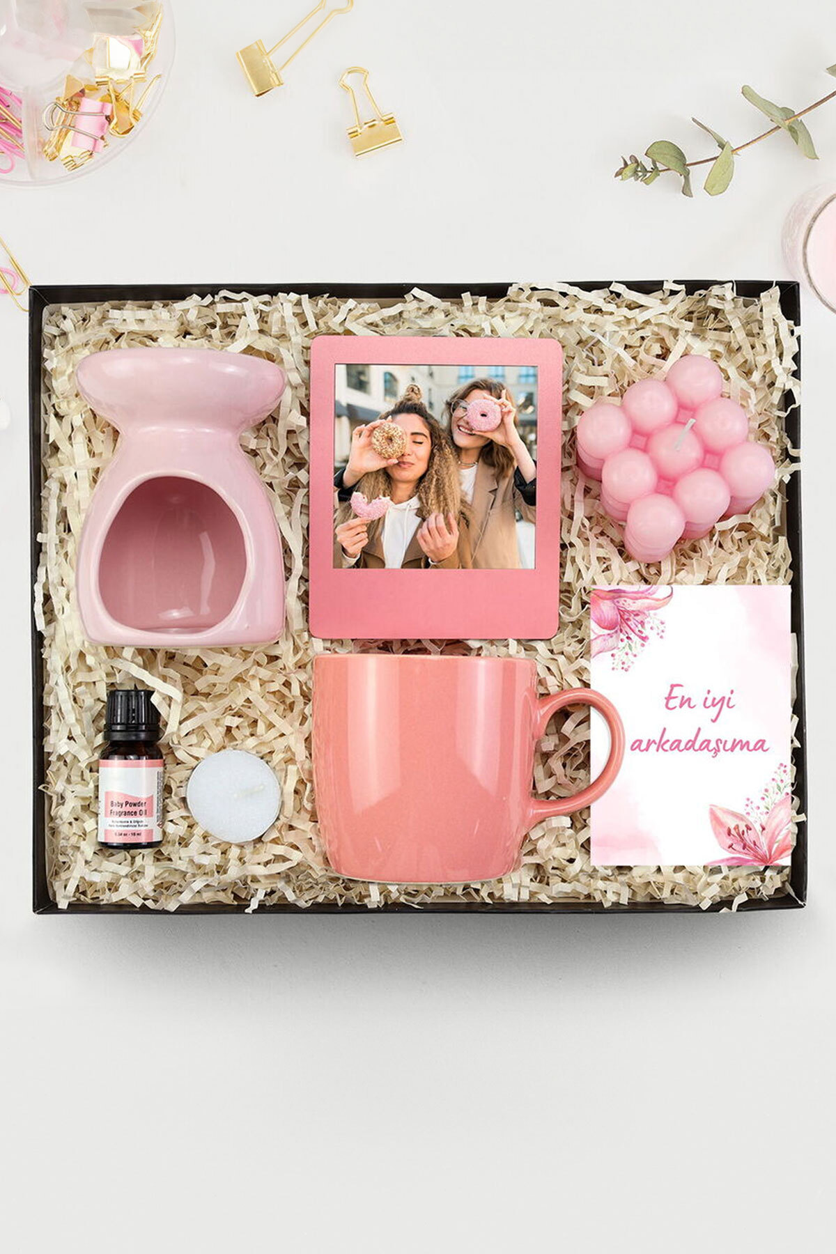 Trendmiya Ahşap Çerçeve & Buhurdanlık Seti & Mum & Kupa Hediye Seti